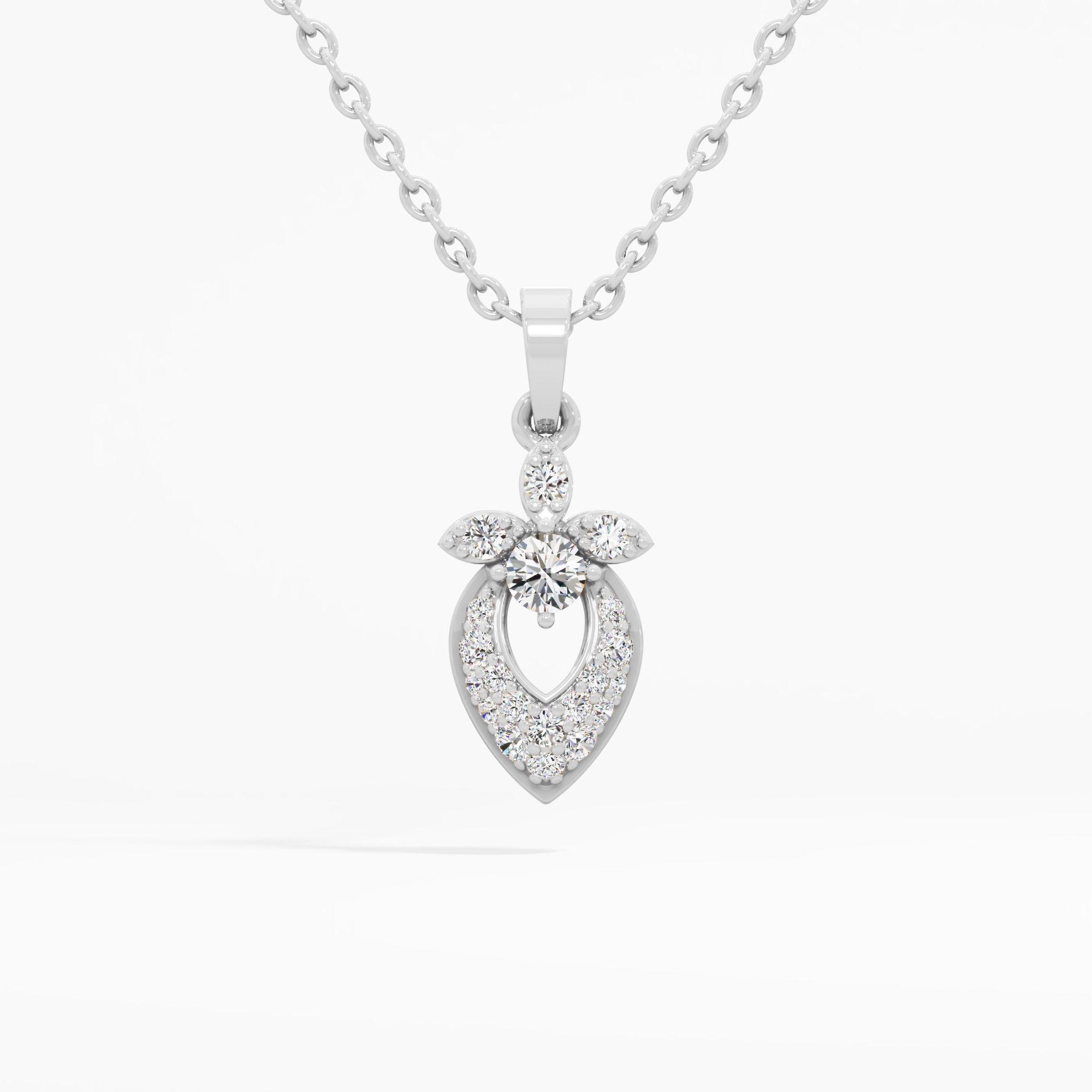 Crown Teardrop Solitaire Diamond Pendant