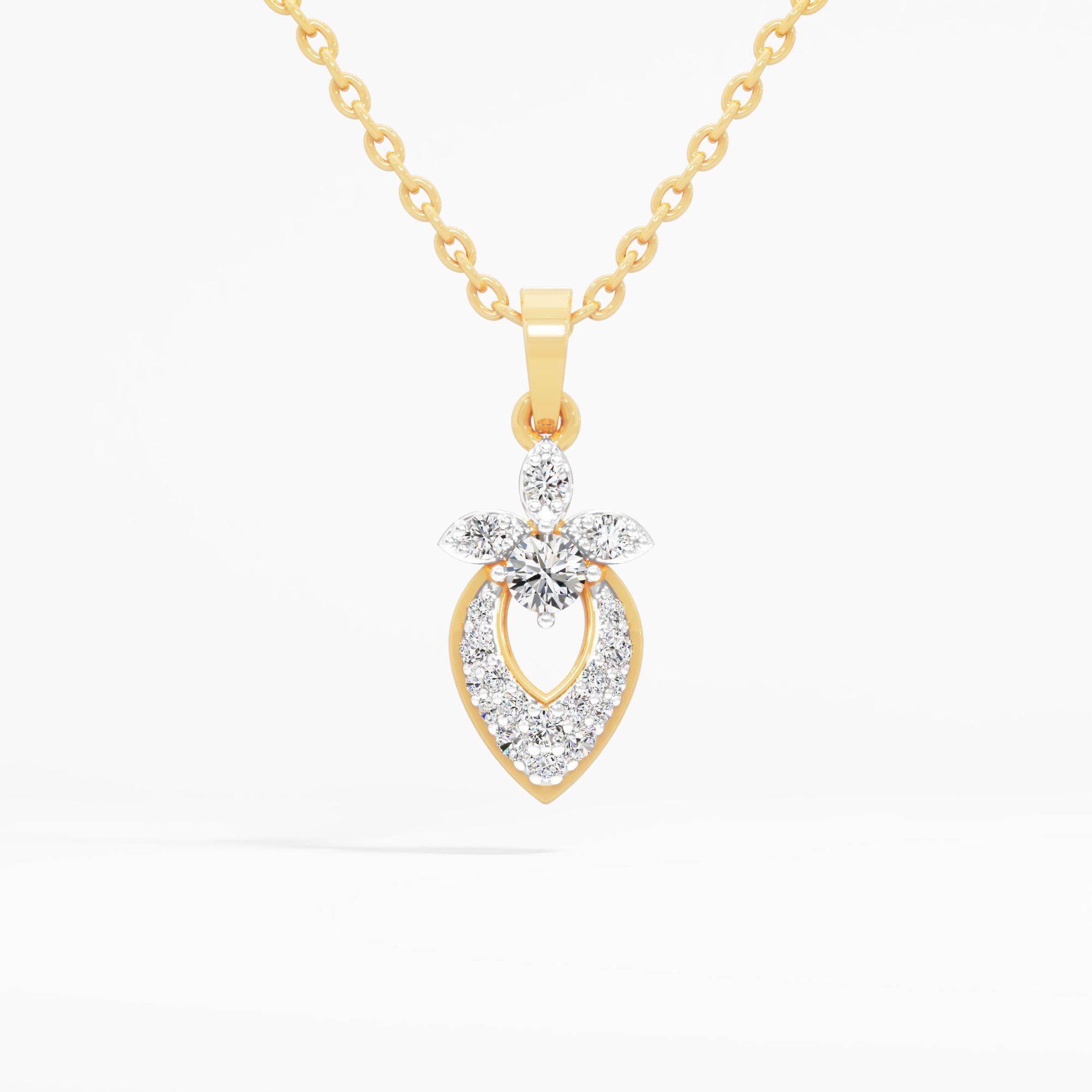 Crown Teardrop Solitaire Diamond Pendant