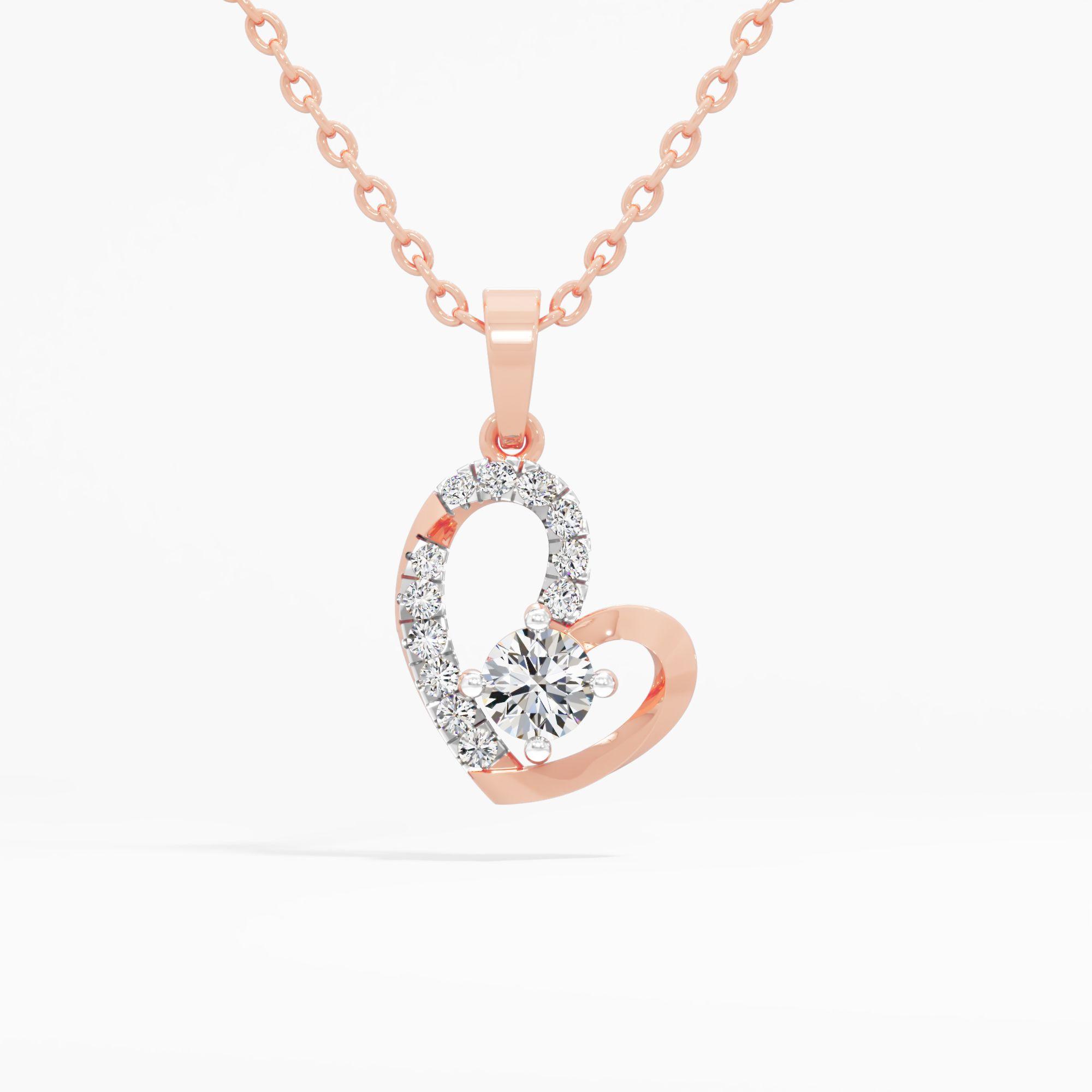 Wave Heart Solitaire Pendant