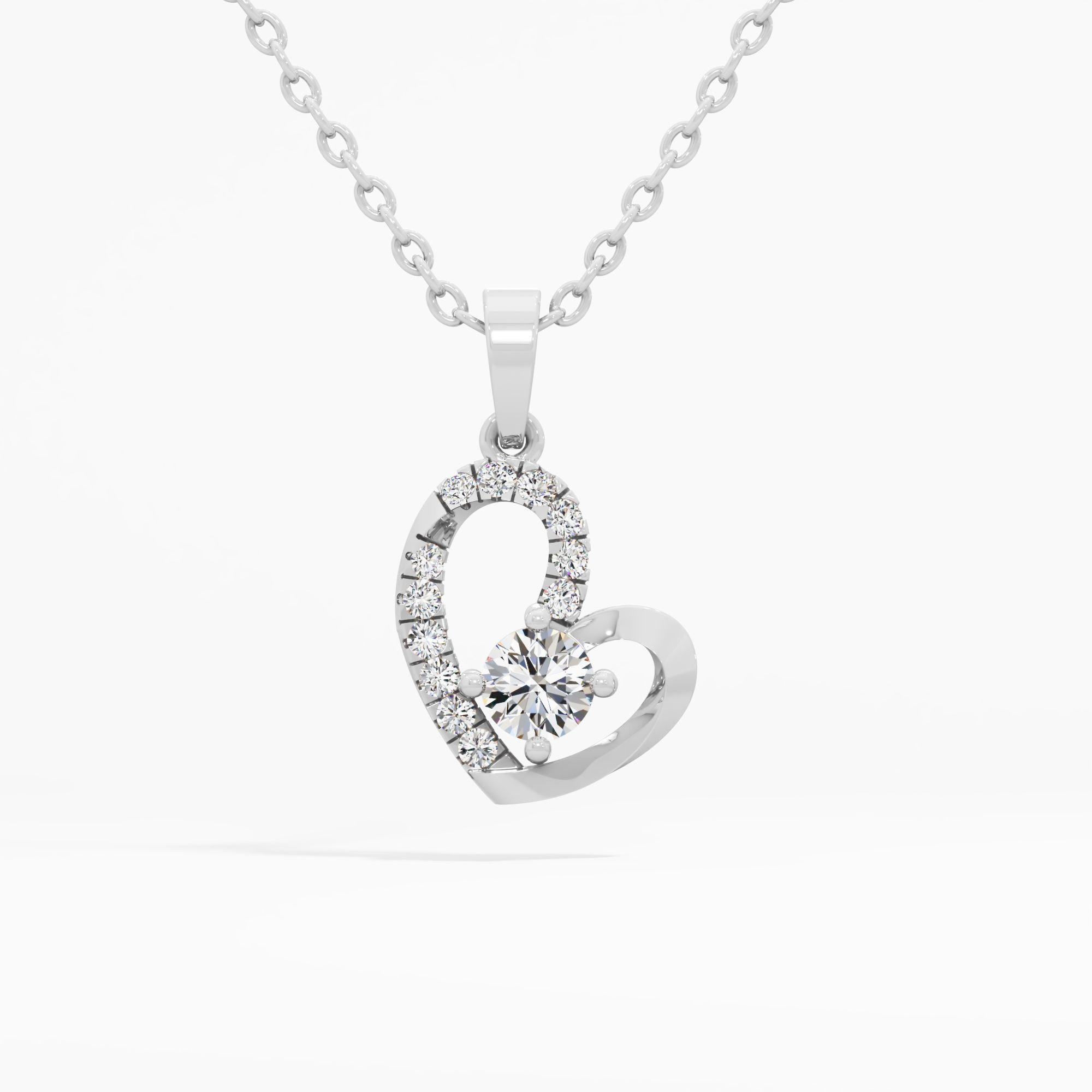 Wave Heart Solitaire Pendant