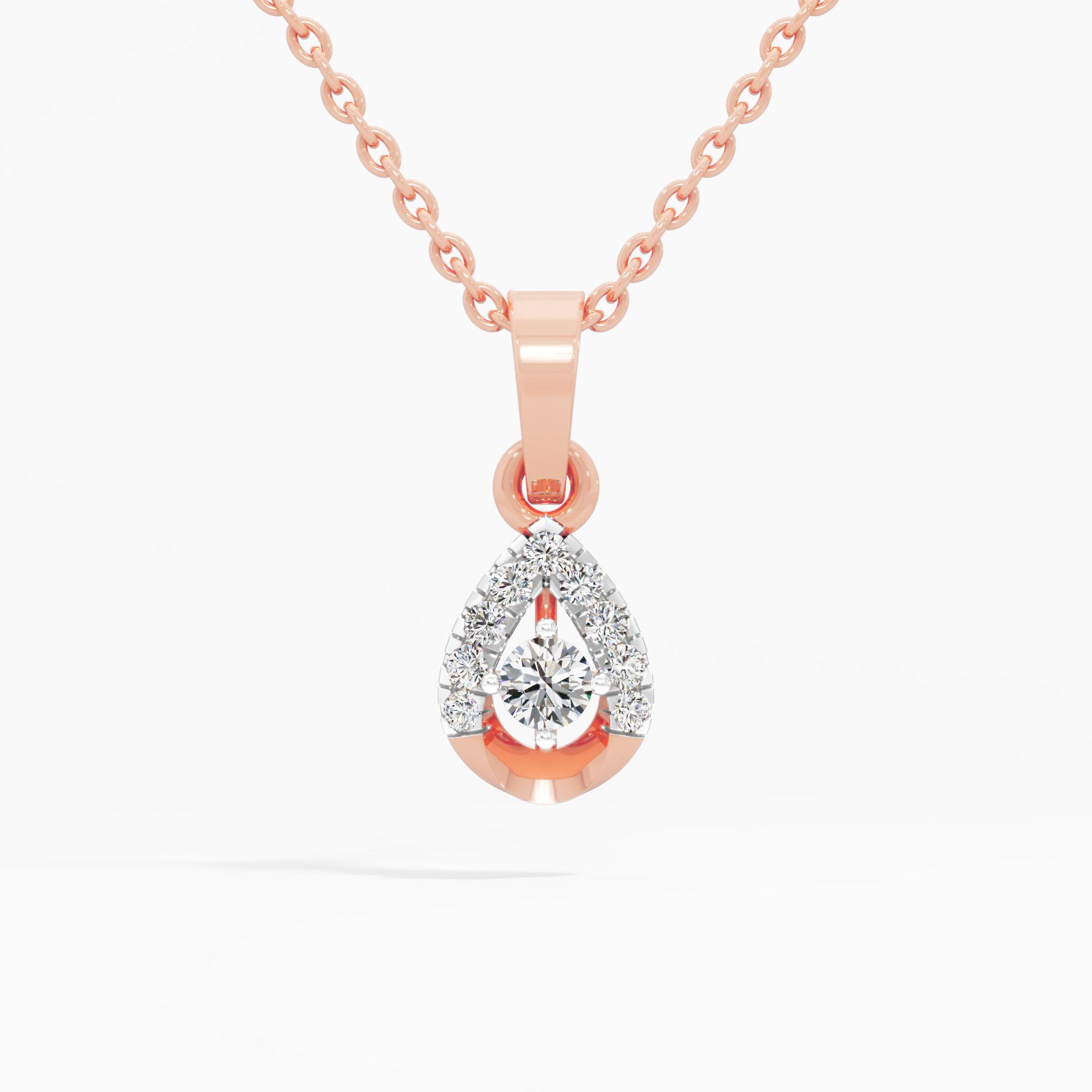 Floating Pear Solitaire Halo Pendant
