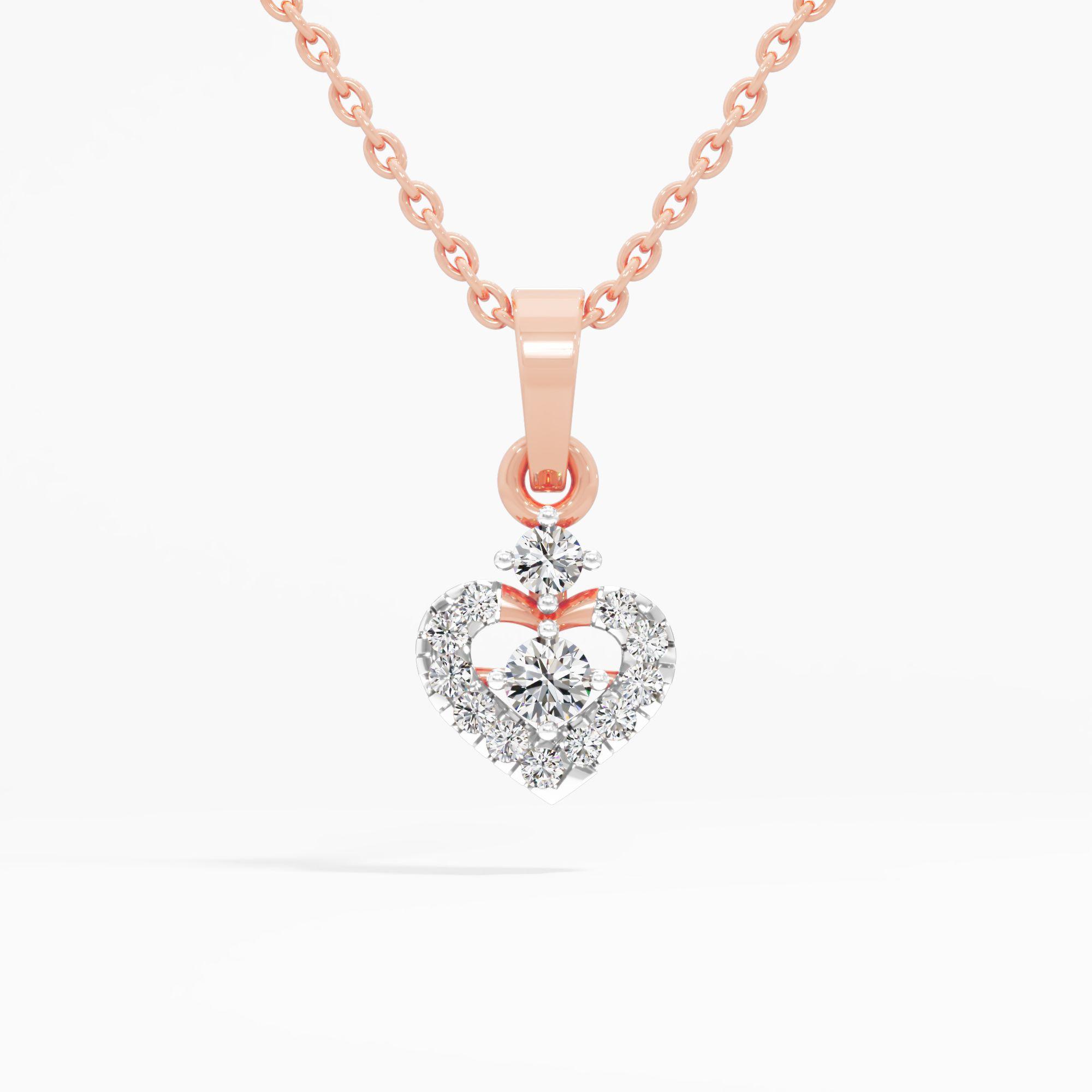 Coronet Heart Solitaire Pendant