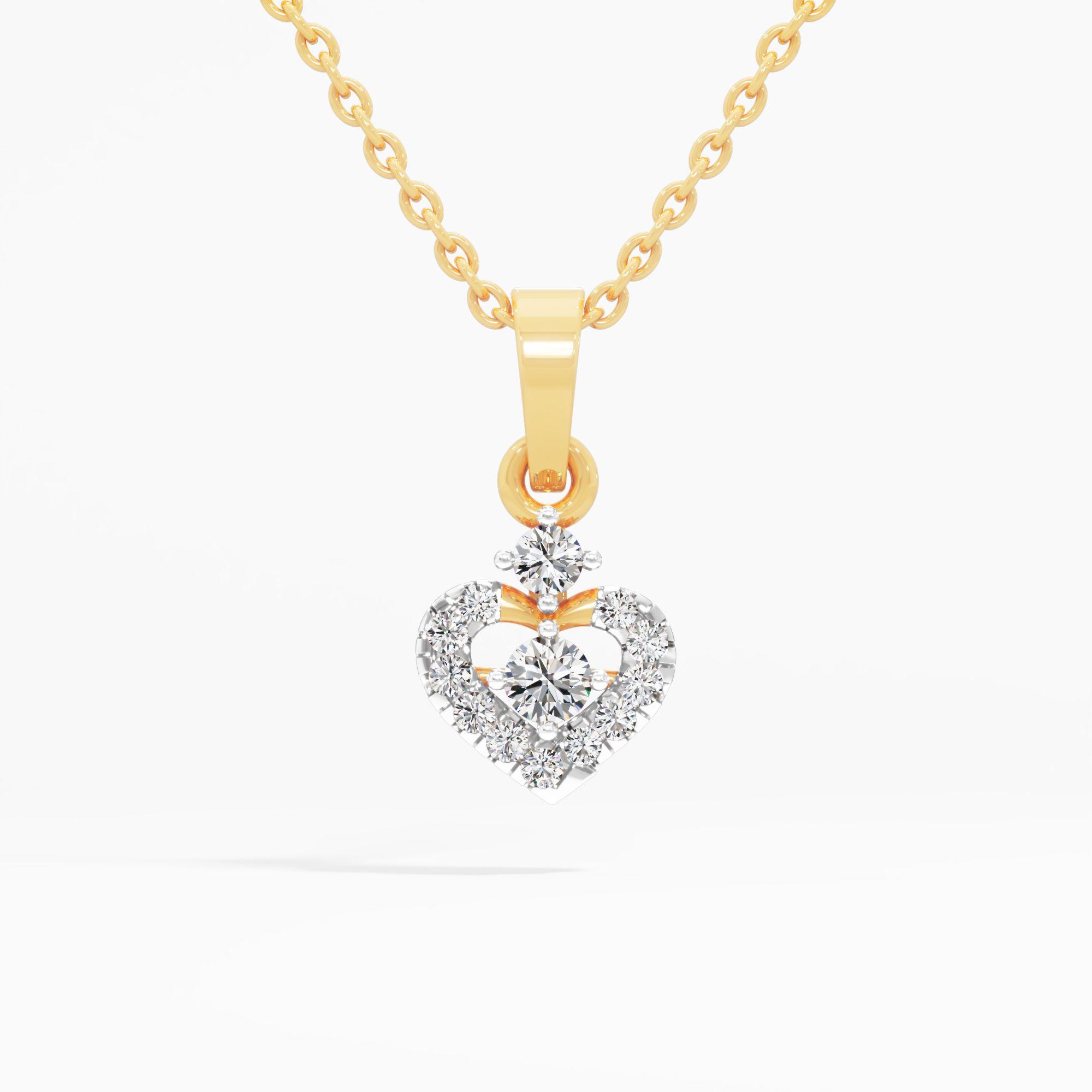 Coronet Heart Solitaire Pendant