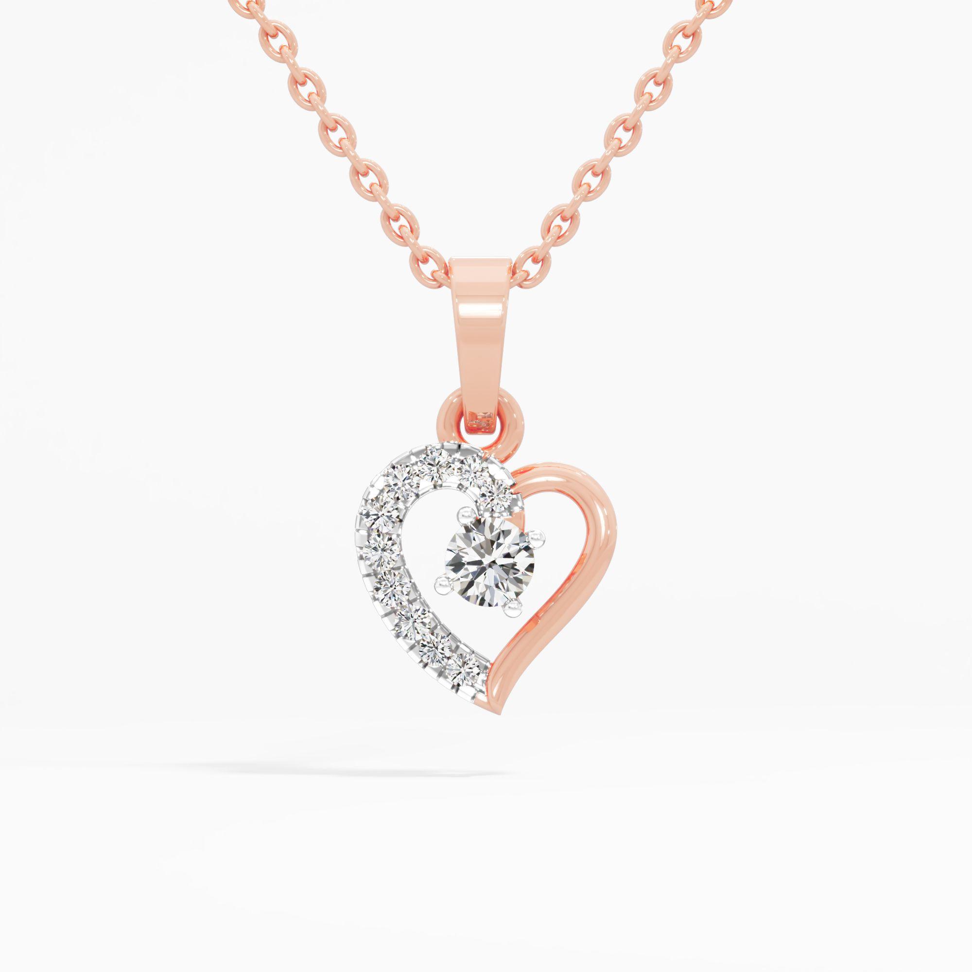 Crescent Heart Solitaire Pendant