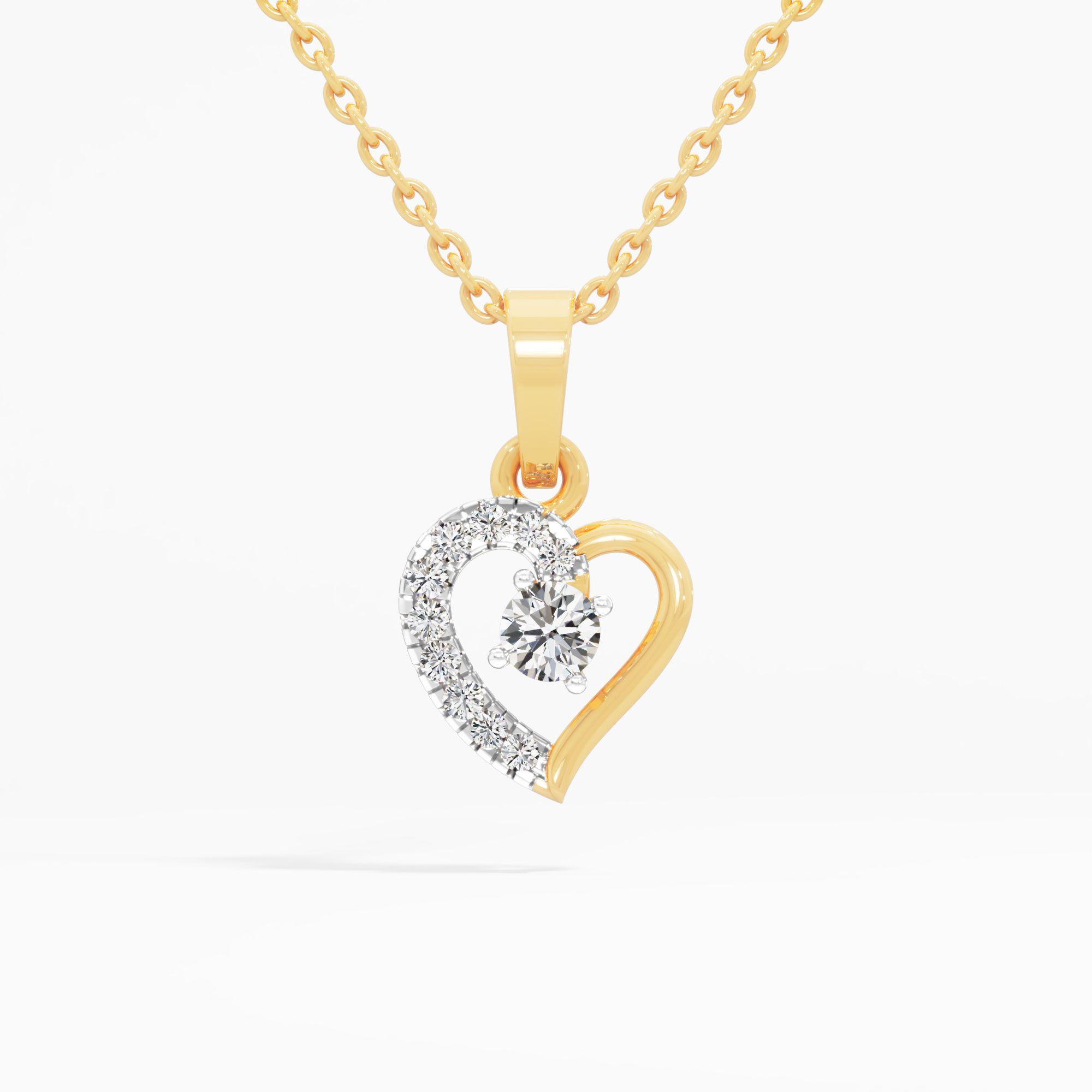 Crescent Heart Solitaire Pendant