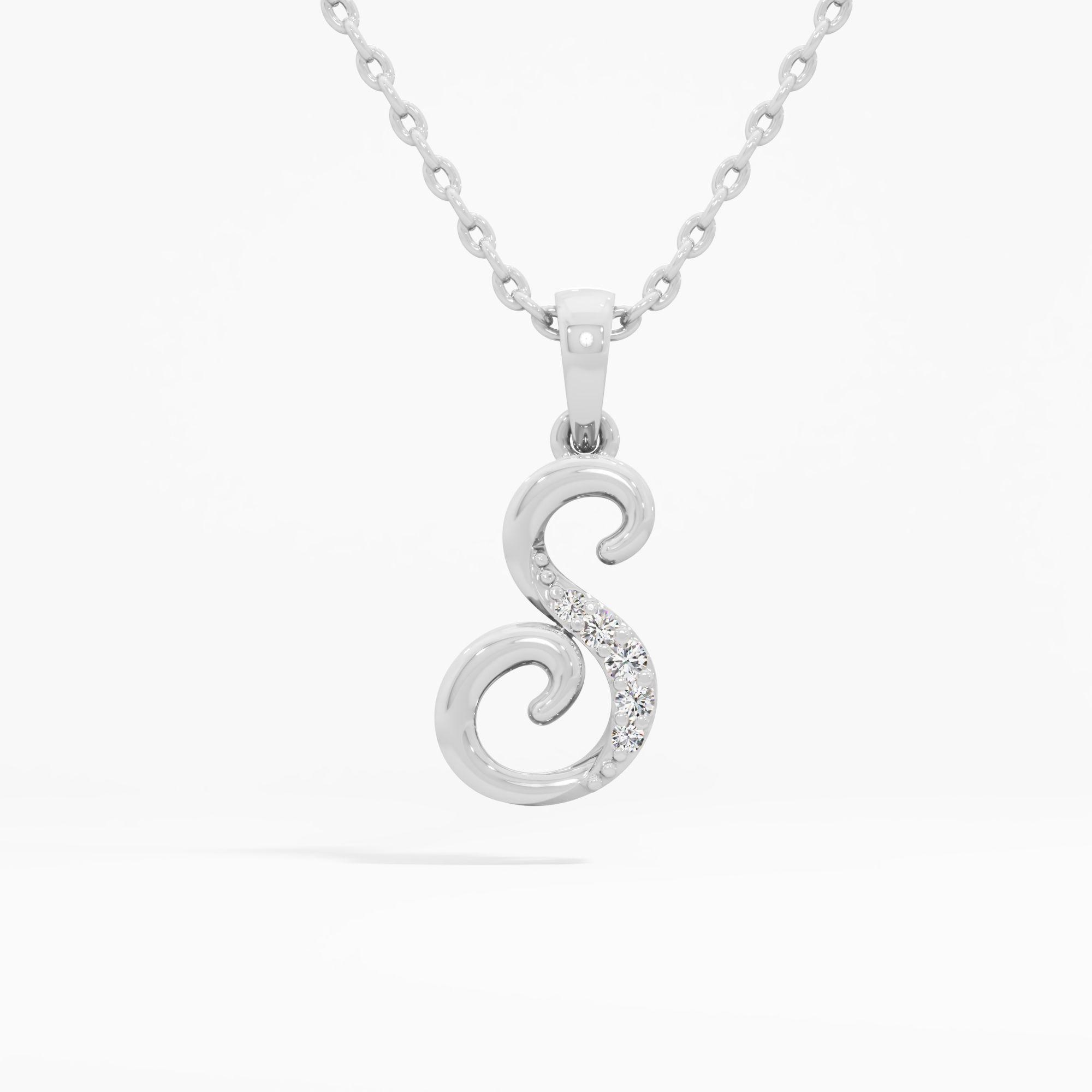 Sparkling S Initial Diamond Pendant
