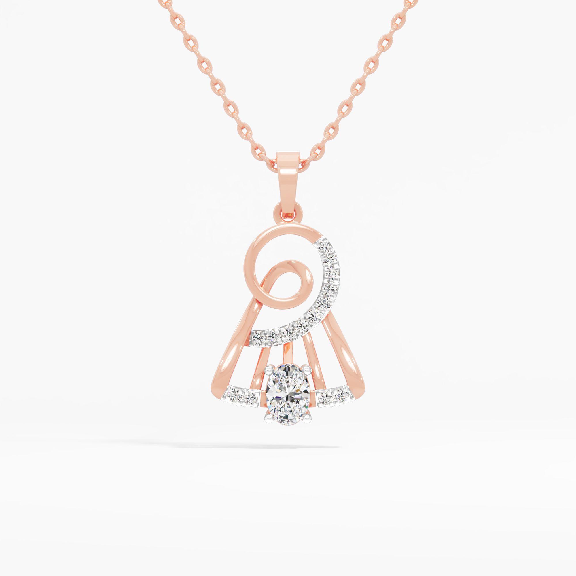 Celestia Oval Spiral Diamond Pendant