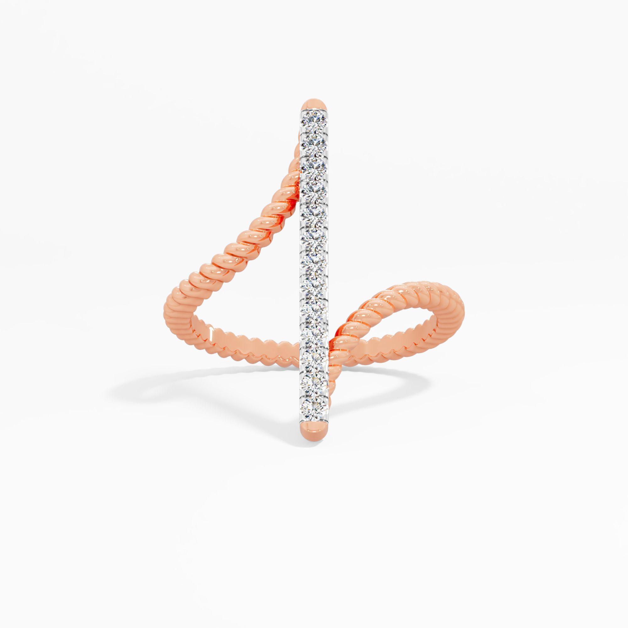 Twisted Diamond Bar Vanki Ring