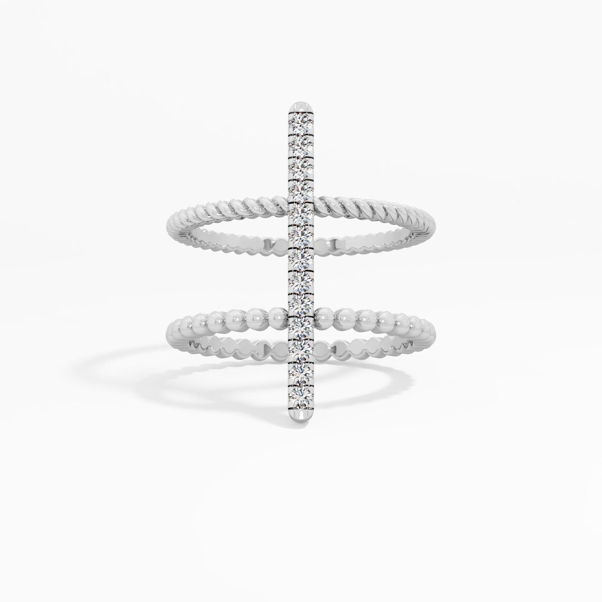 Double Beaded Diamond Band Ring