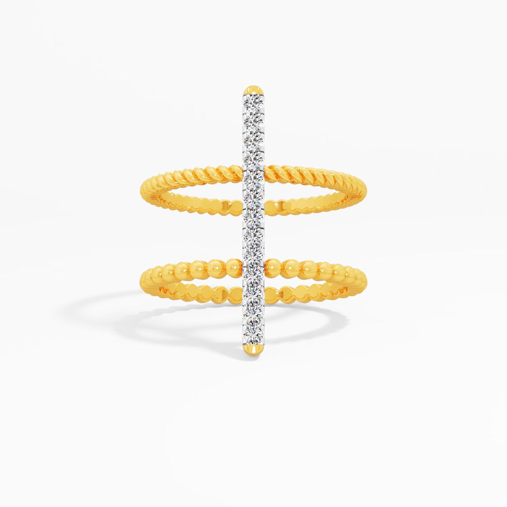 Double Beaded Diamond Band Ring