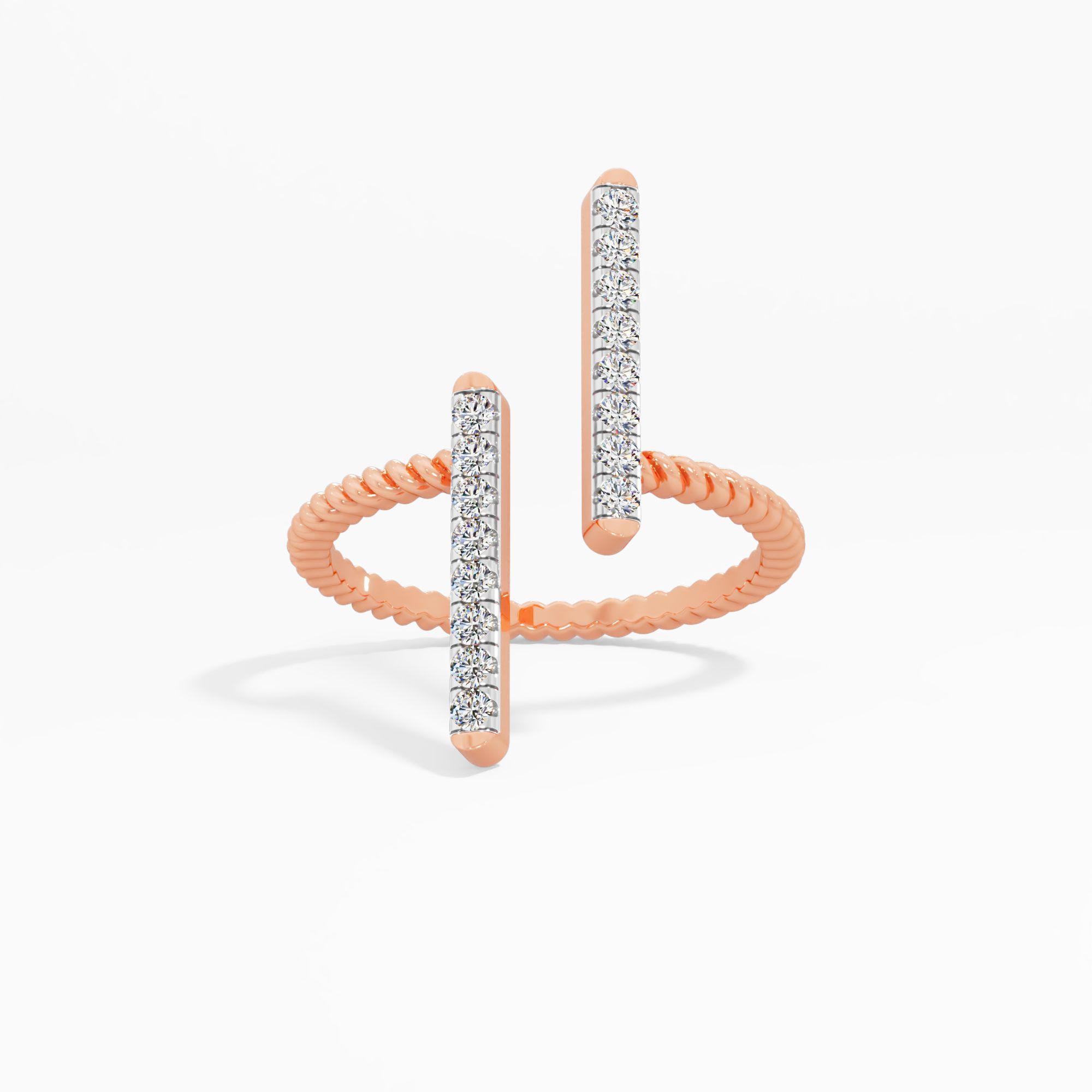 Beaded Split Bar Diamond Ring