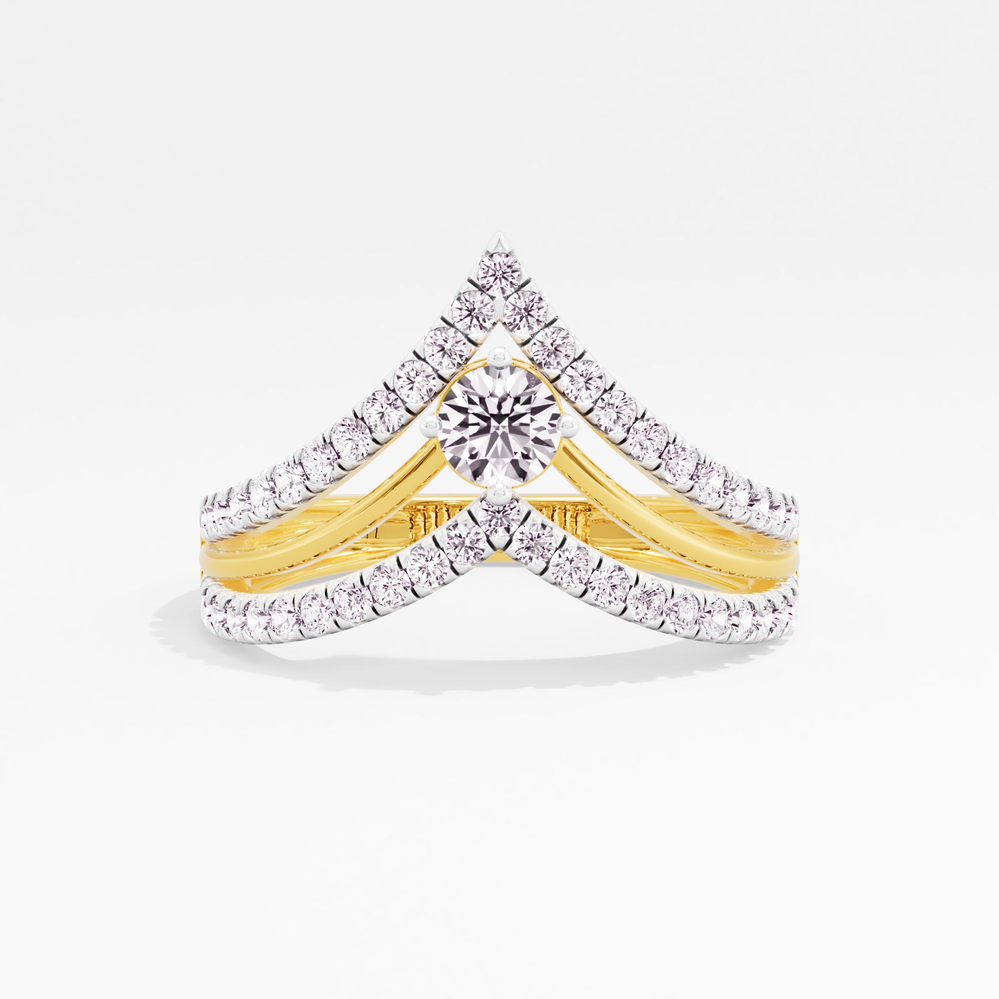 Princess Peak Solitaire Chevron Ring