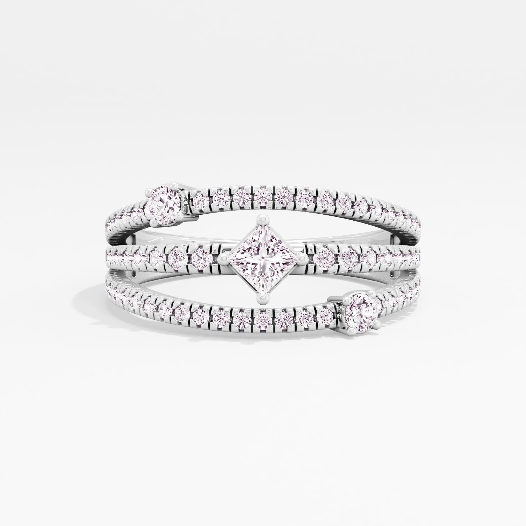 Timeless Whisper 3 Stone Crossover Ring