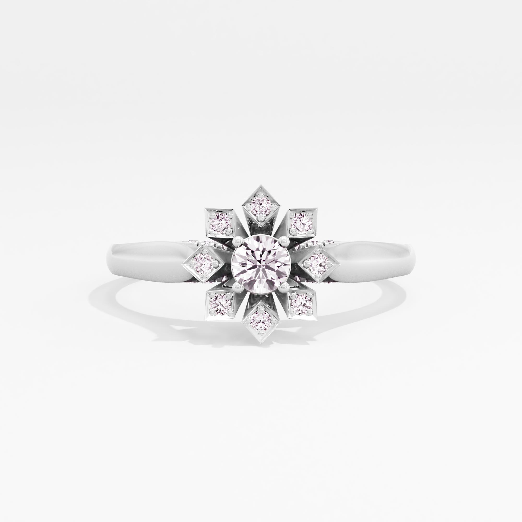Floret Halo Solitaire Ring