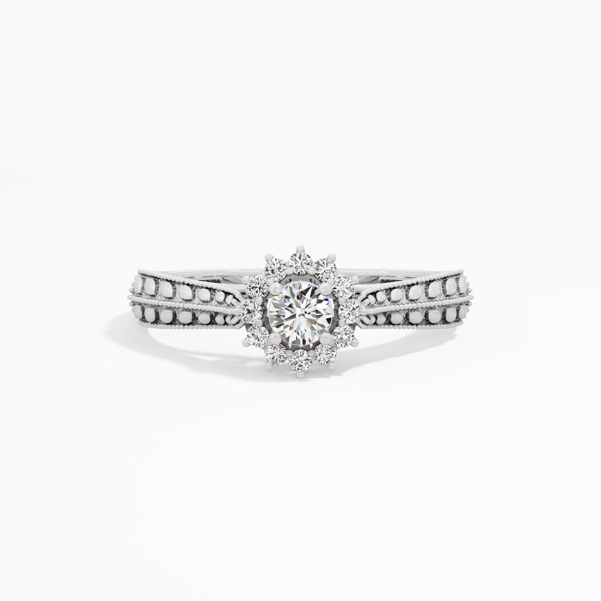 The Starlet Halo Milgrain Ring