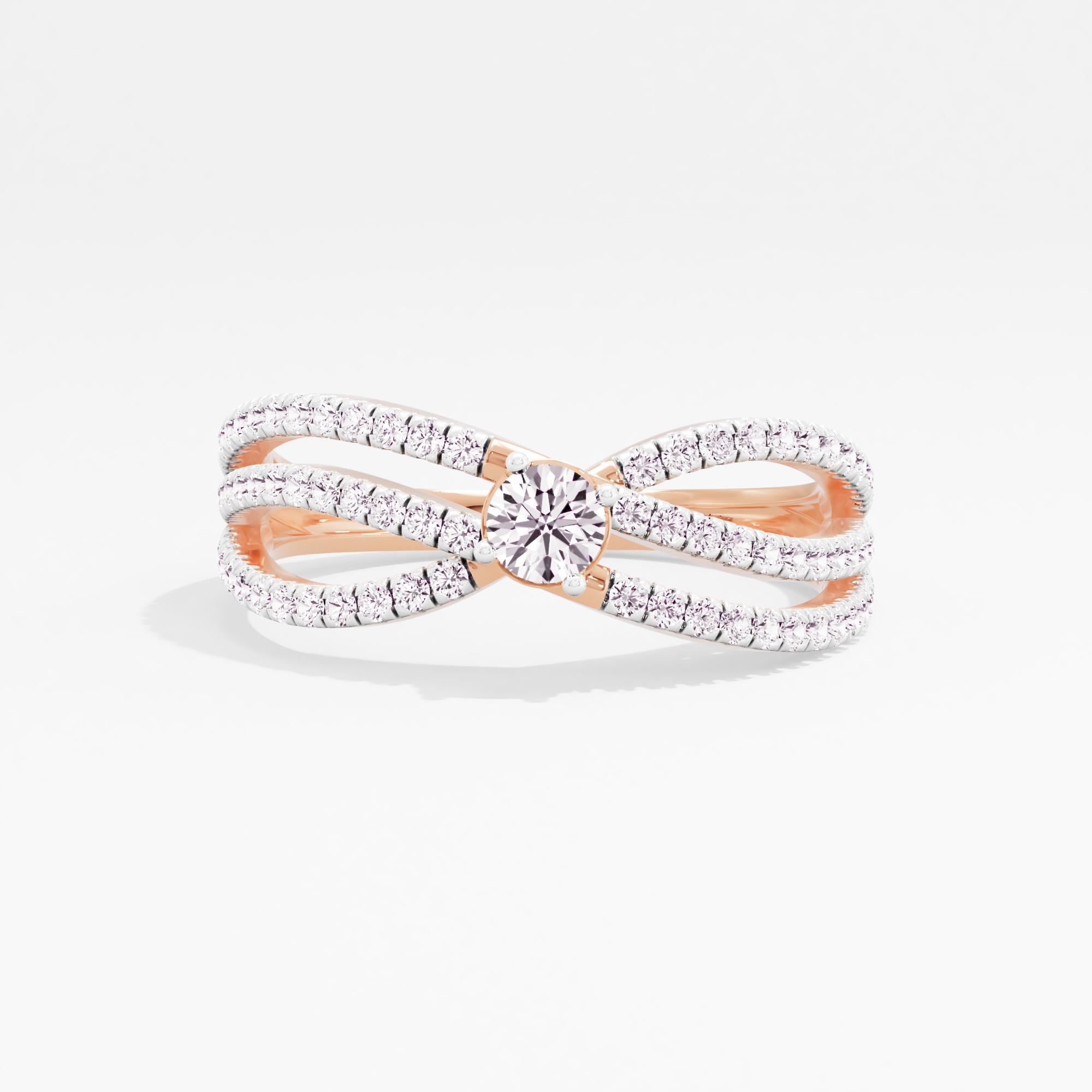 Glimmering Bling Solitaire Crossover Ring