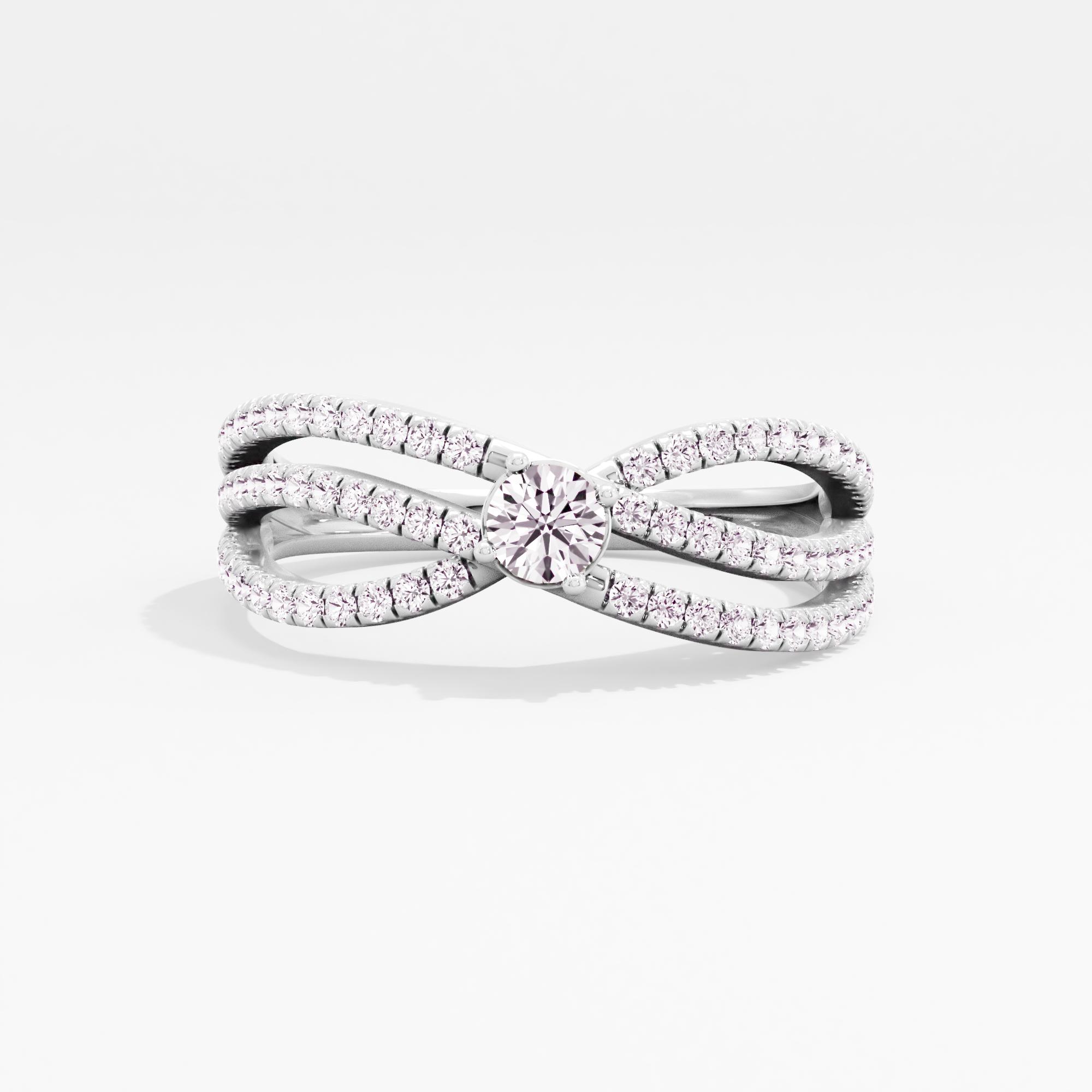 Glimmering Bling Solitaire Crossover Ring