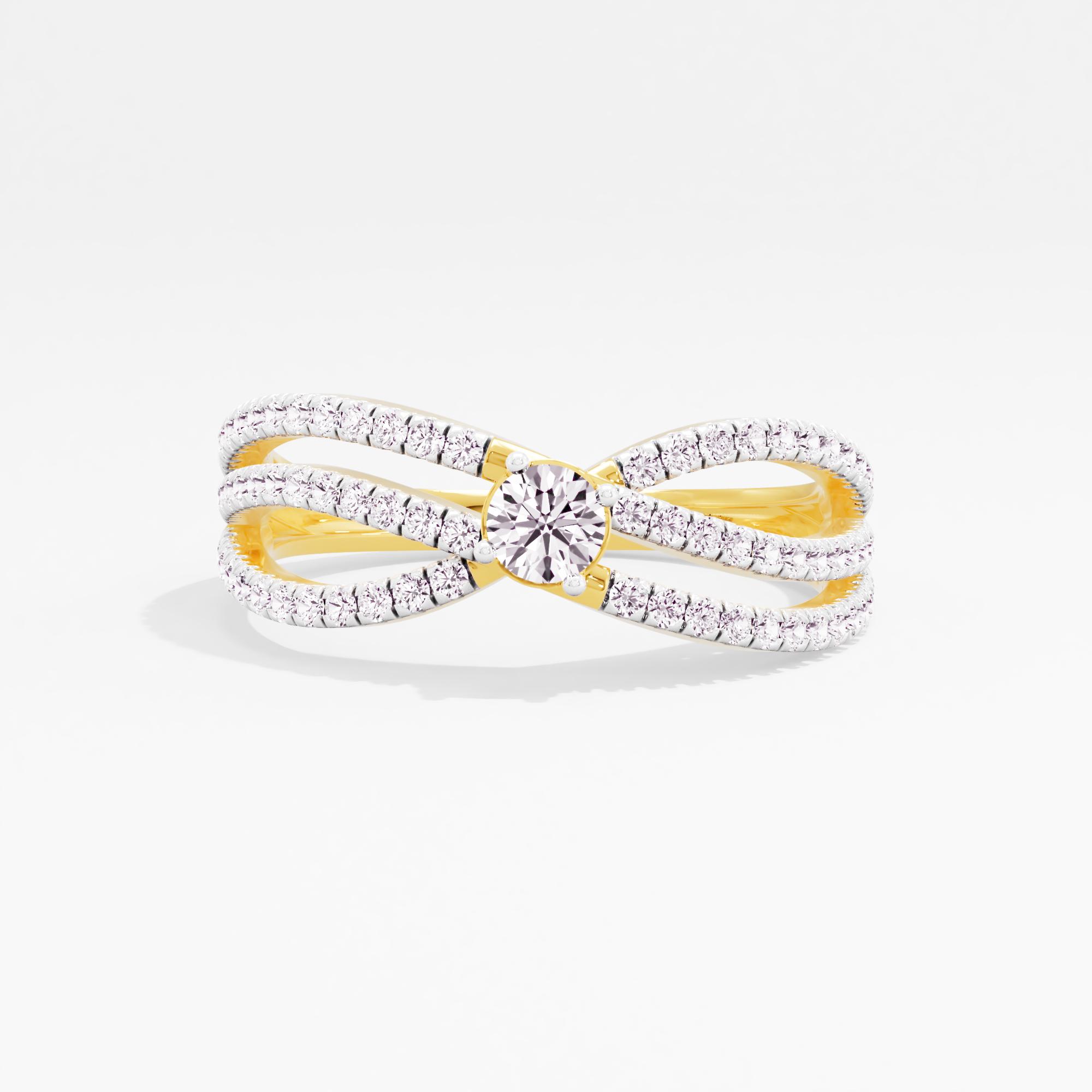 Glimmering Bling Solitaire Crossover Ring