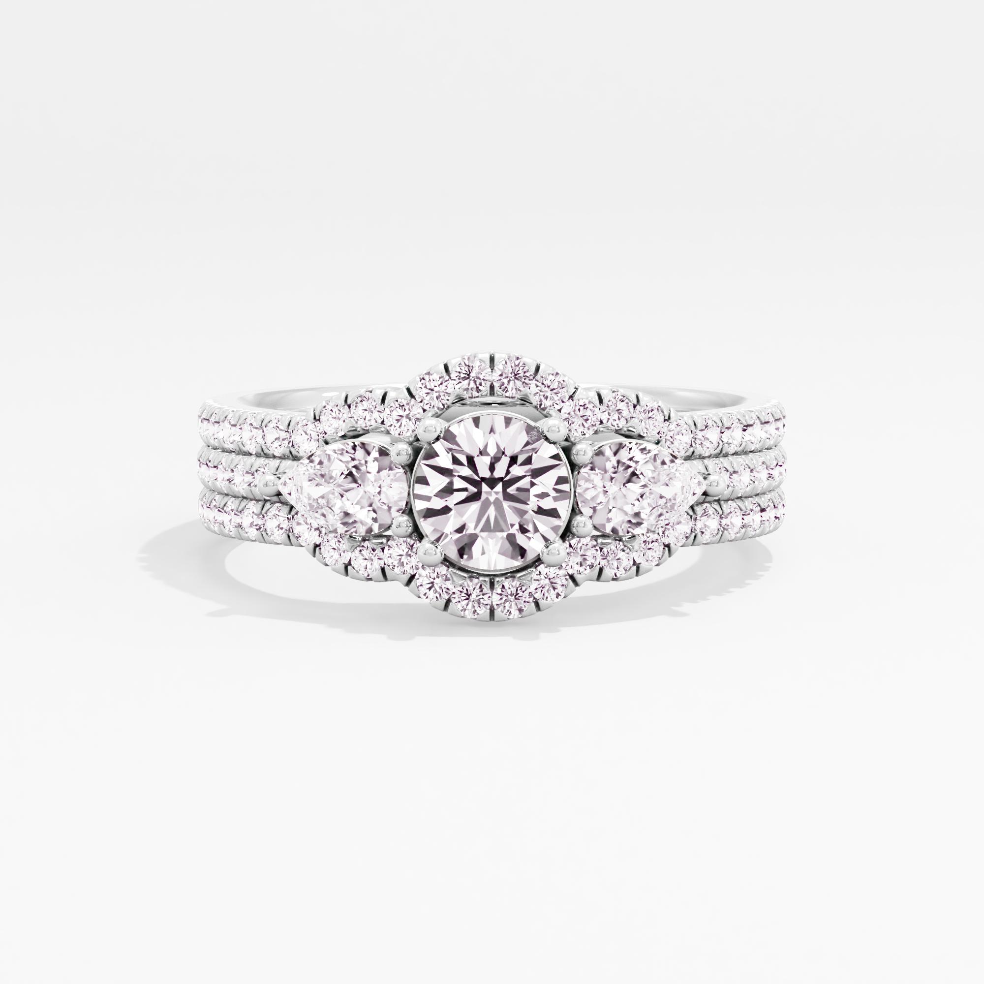 Forever Luminous 3 Stone Bridal Ring Set