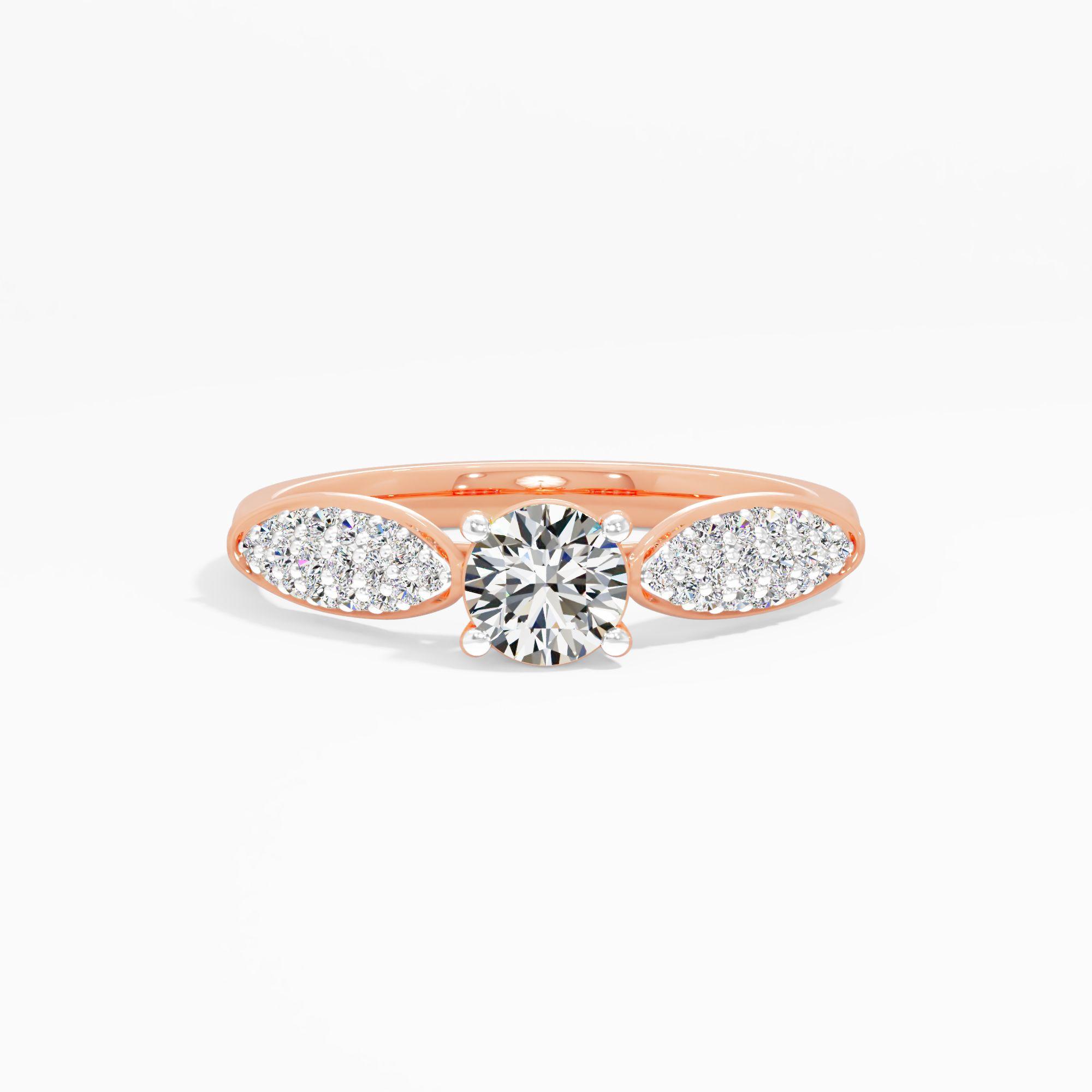 Leaf Crest Solitaire Diamond Ring