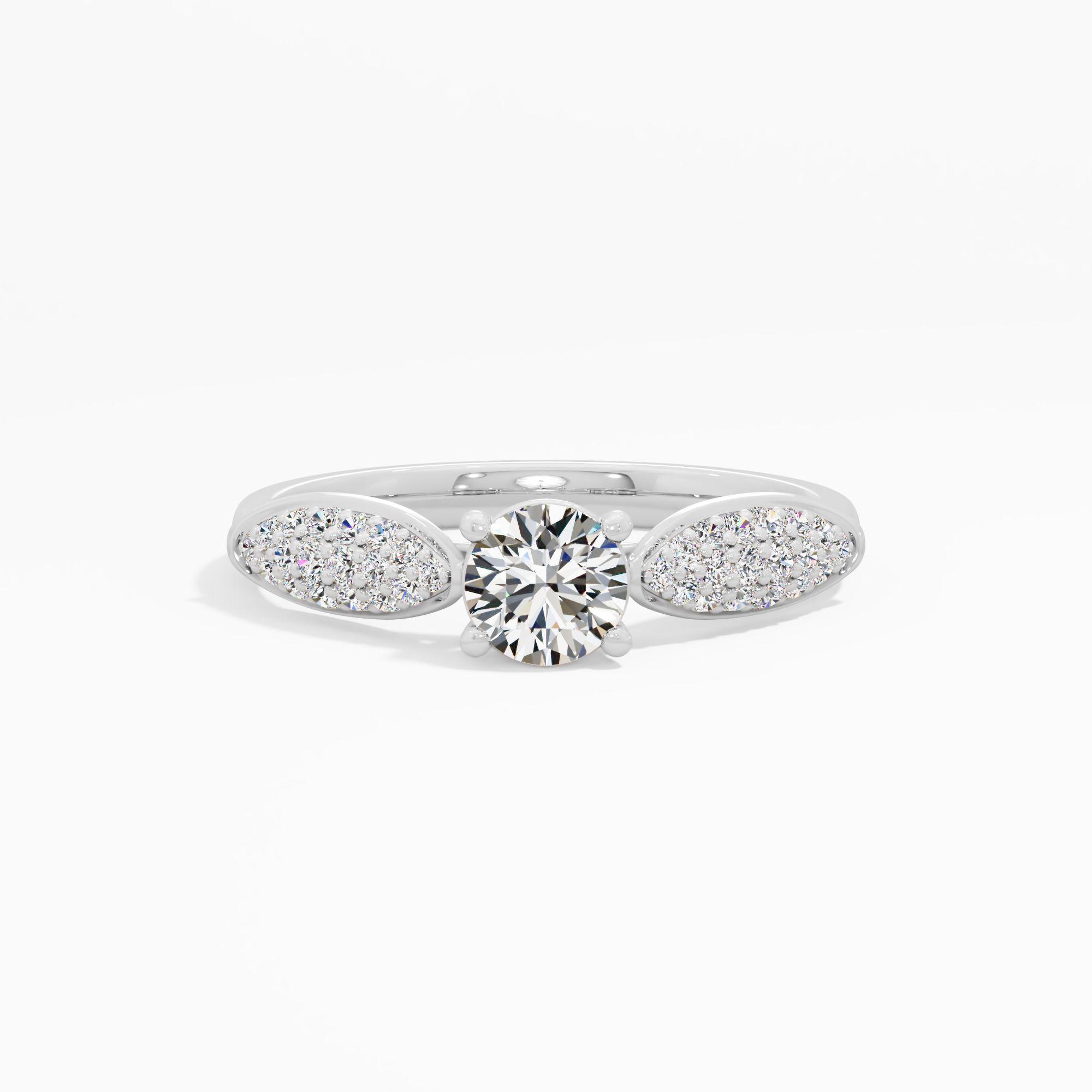 Leaf Crest Solitaire Diamond Ring