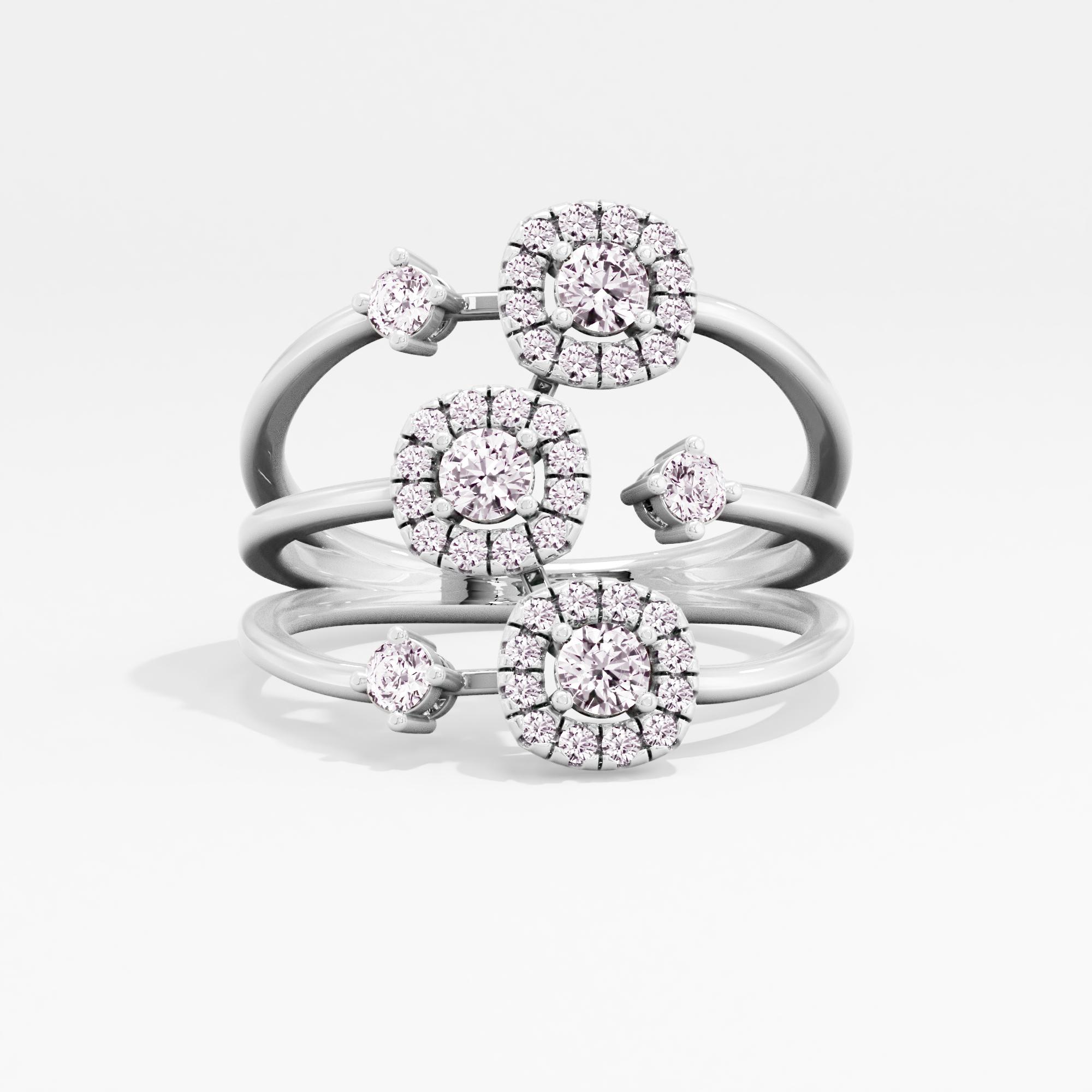 Stars of Affluence 3 Stone Halo Crossover Ring