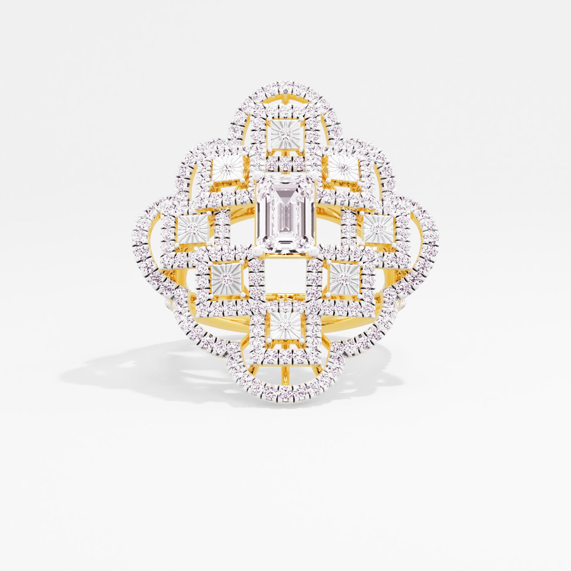 Glittering Medley Solitaire Cocktail Ring