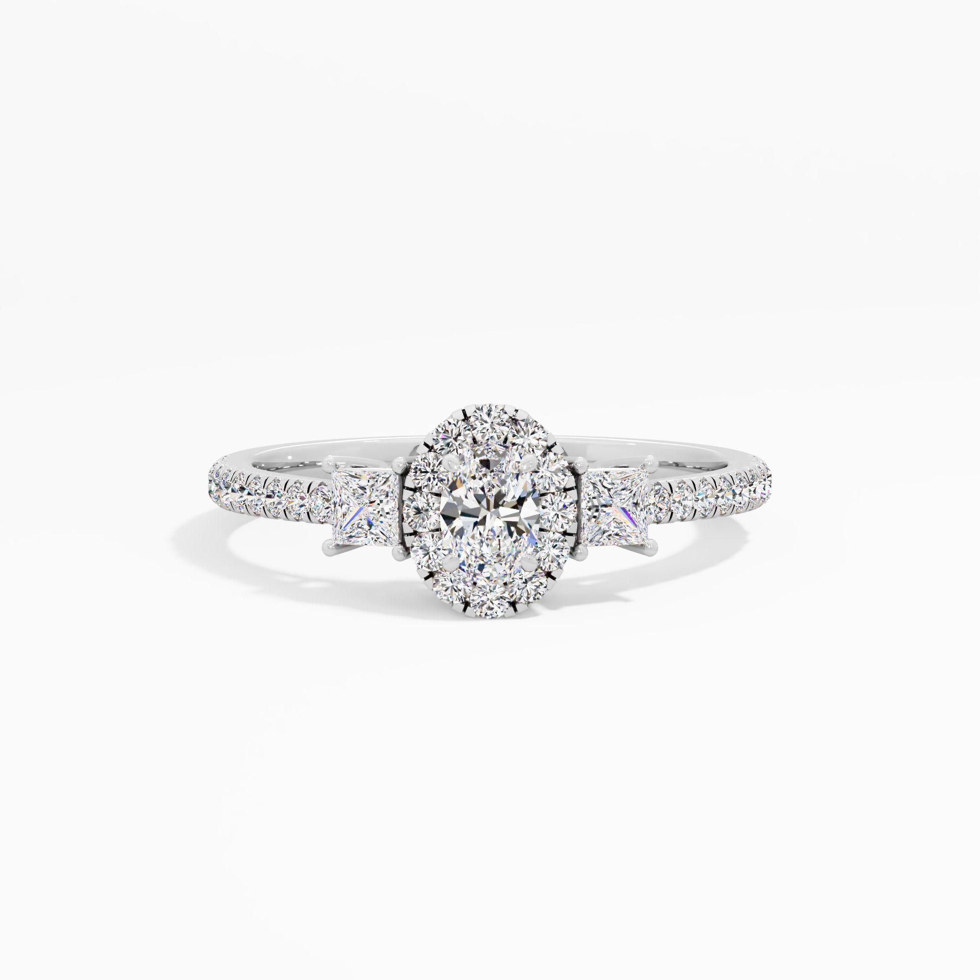 Oval Halo Princess Diamond Ring