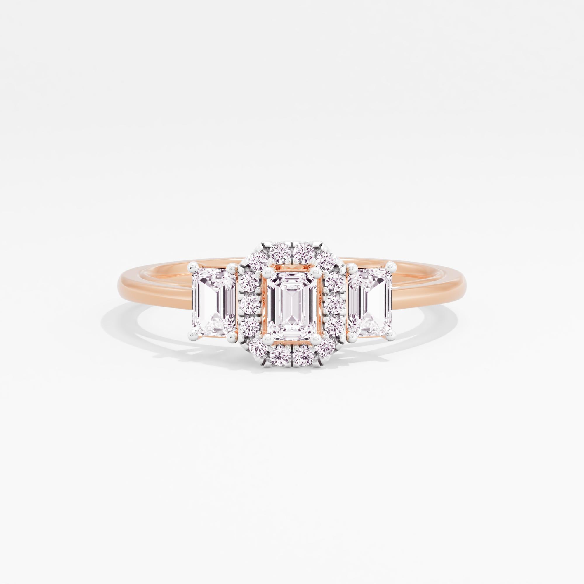 Serenade of Love 3 Stone Halo Ring