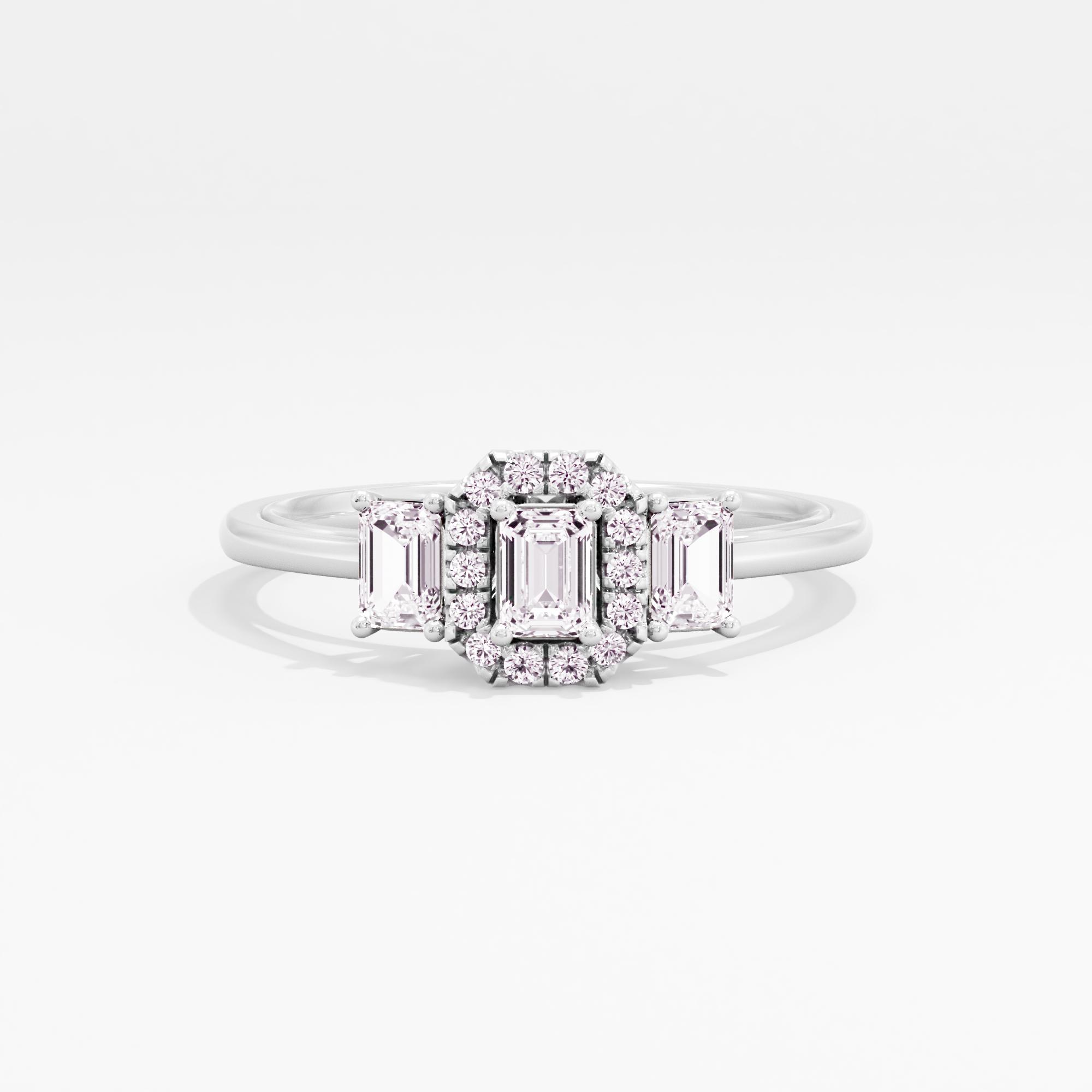 Serenade of Love 3 Stone Halo Ring