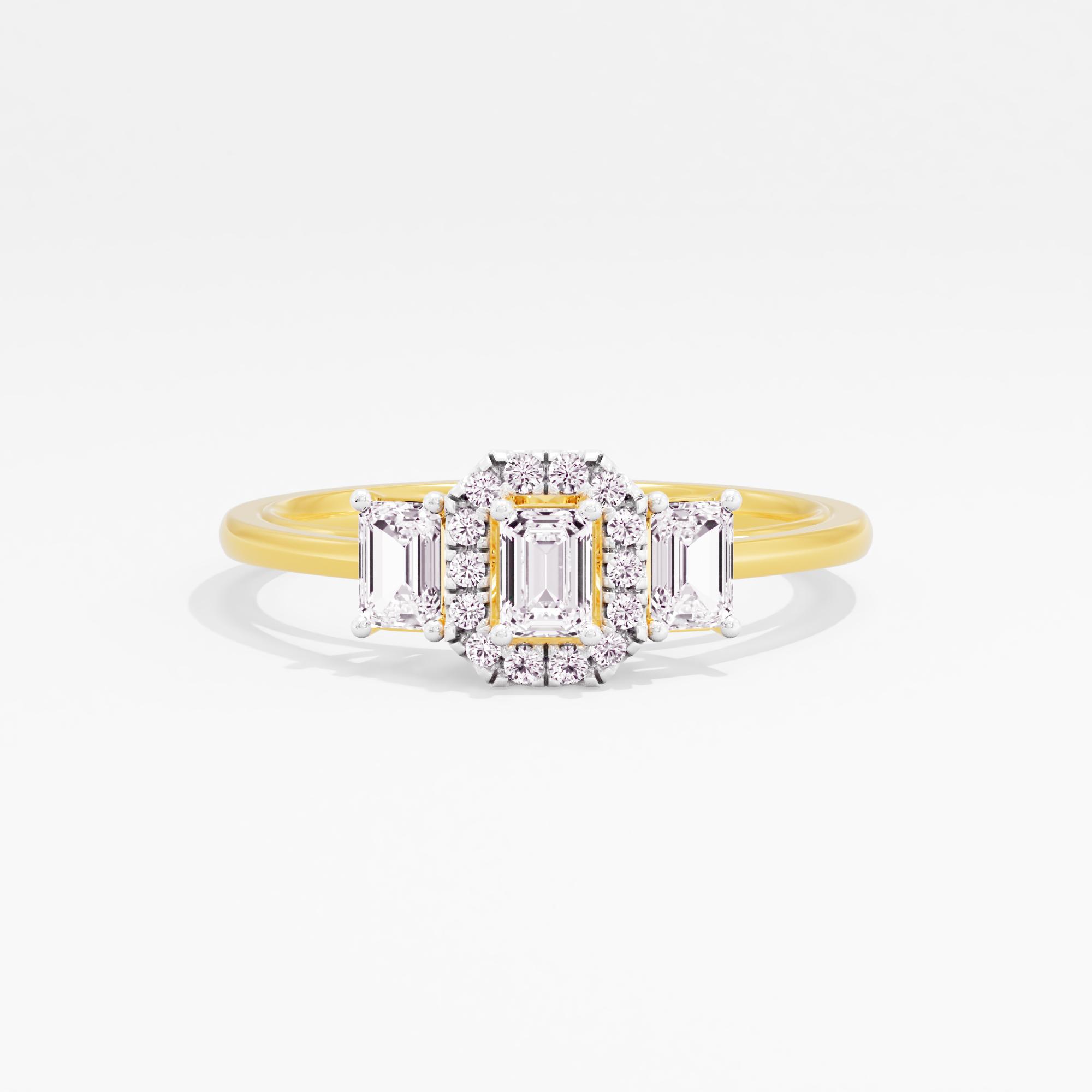 Serenade of Love 3 Stone Halo Ring