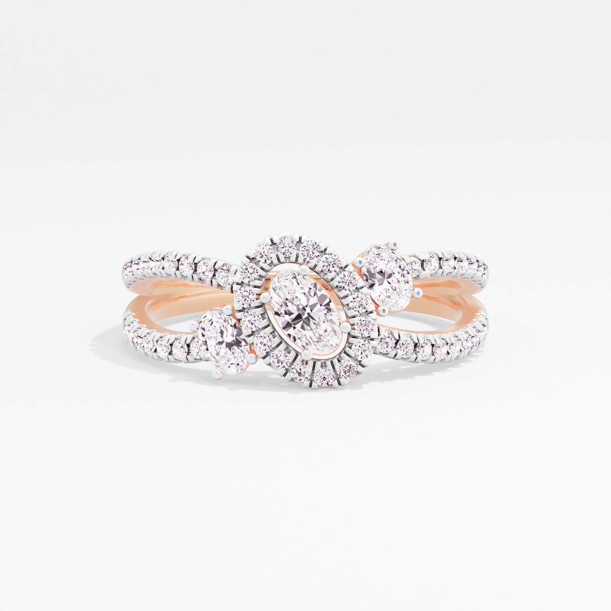 Midnight Allure 3 Stone Halo Ring