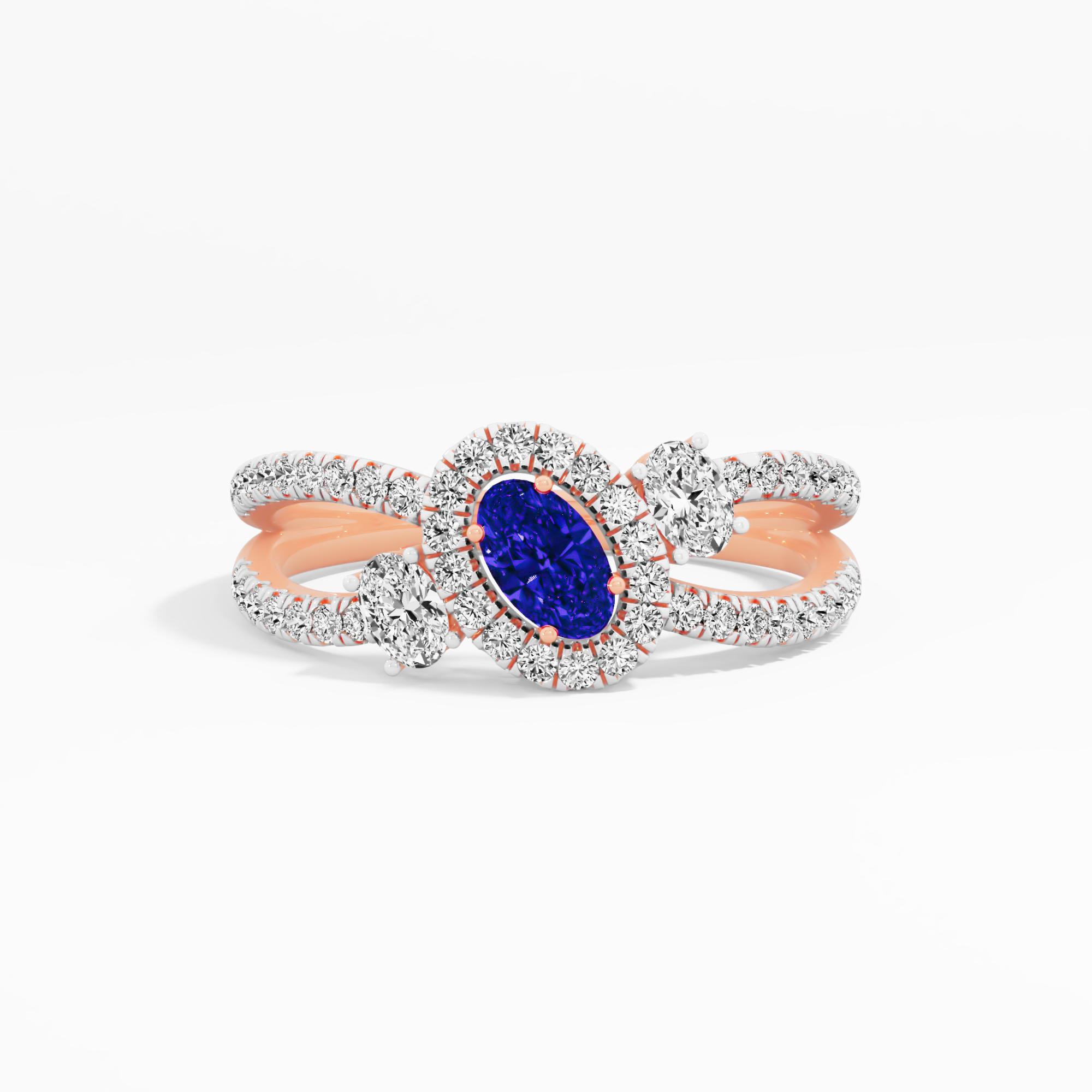Midnight Allure 3 Stone Halo Ring