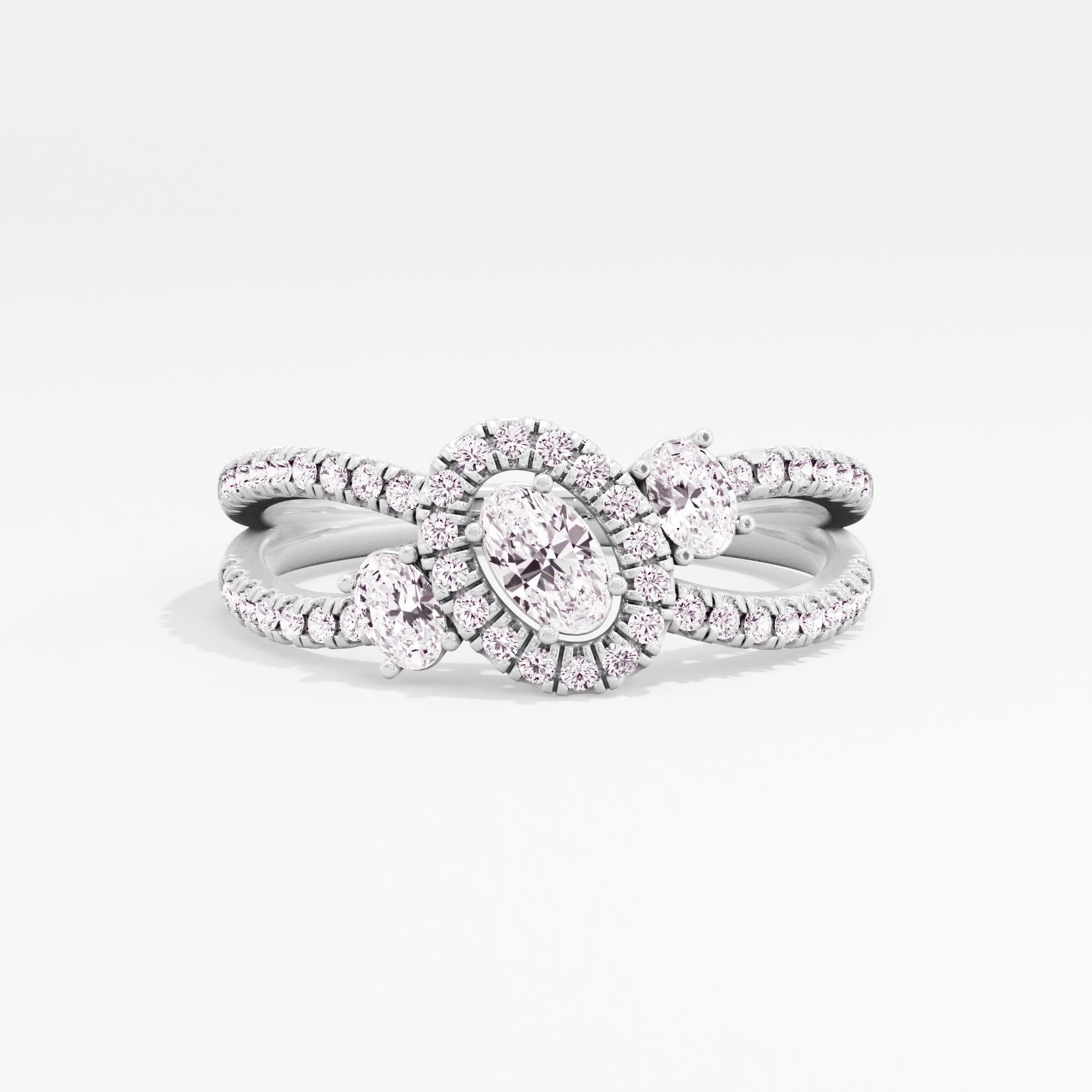 Midnight Allure 3 Stone Halo Ring