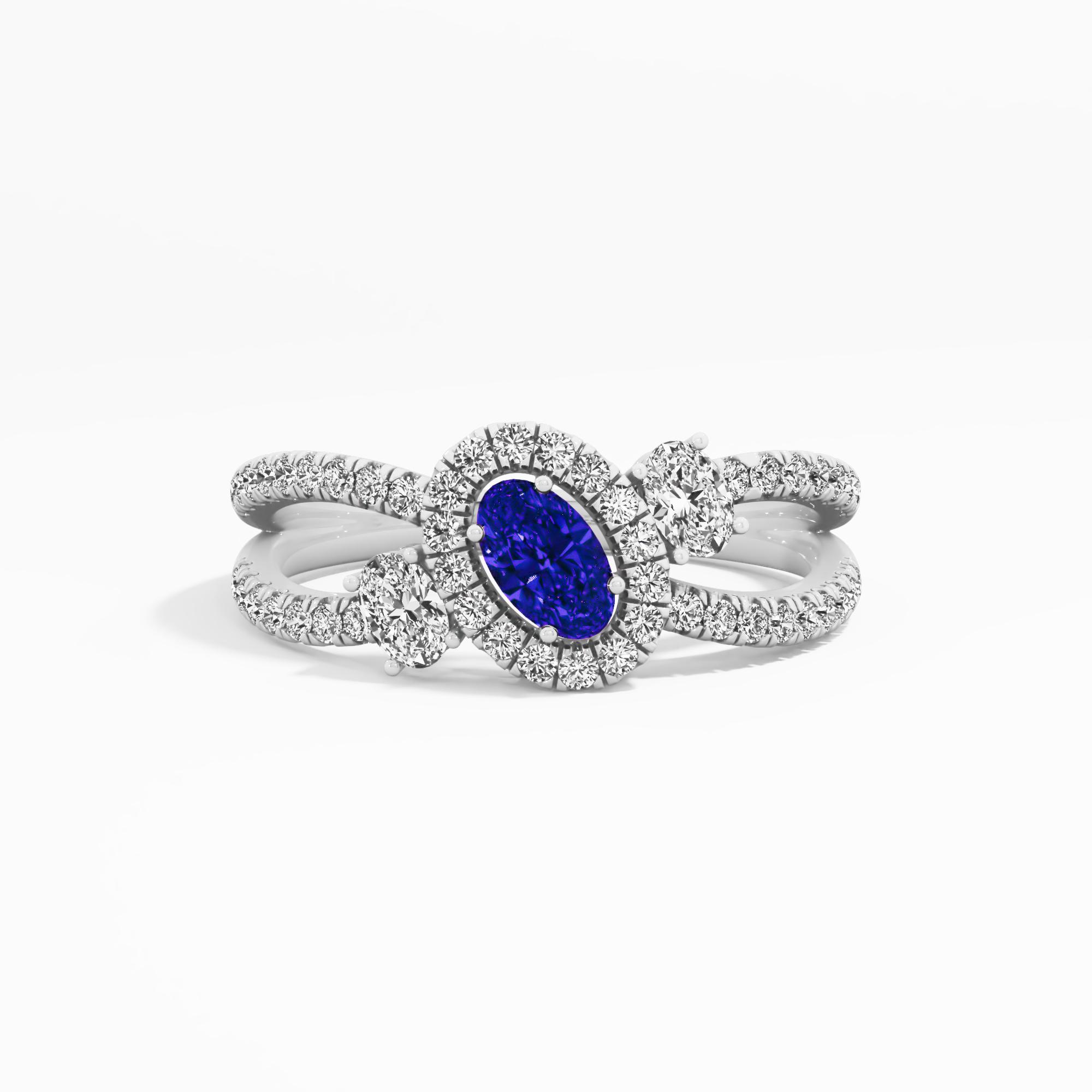 Midnight Allure 3 Stone Halo Ring
