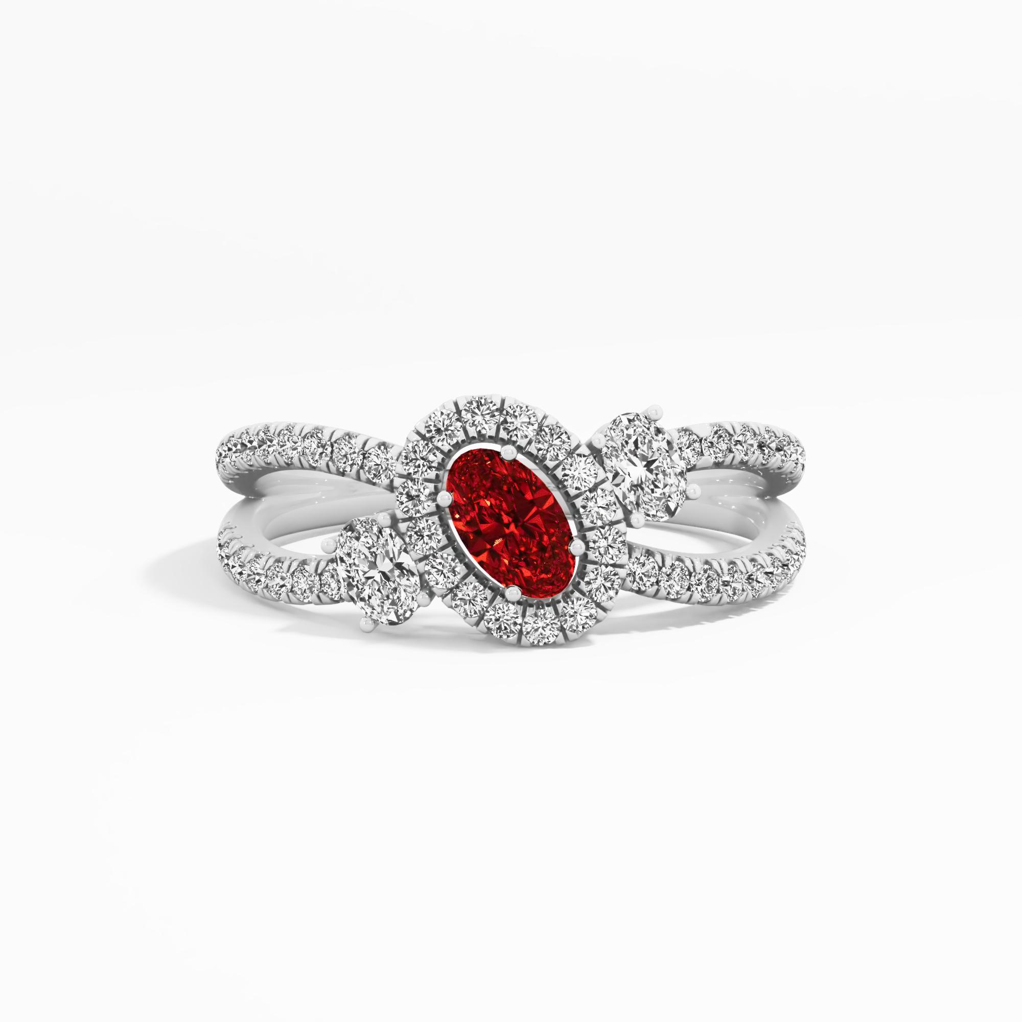 Midnight Allure 3 Stone Halo Ring