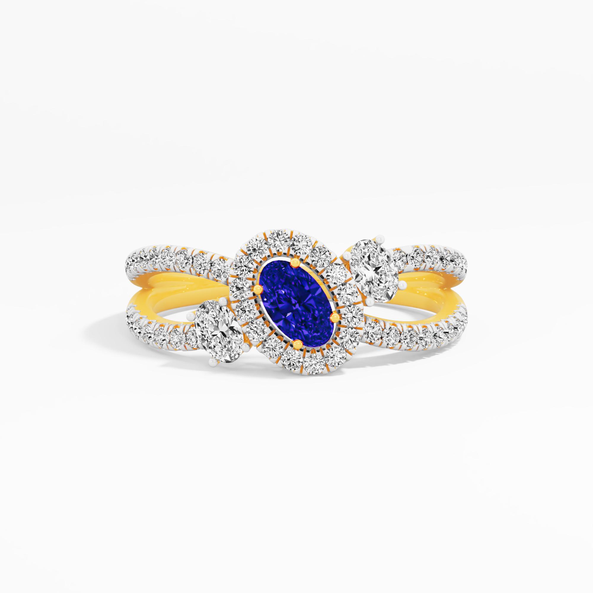Midnight Allure 3 Stone Halo Ring