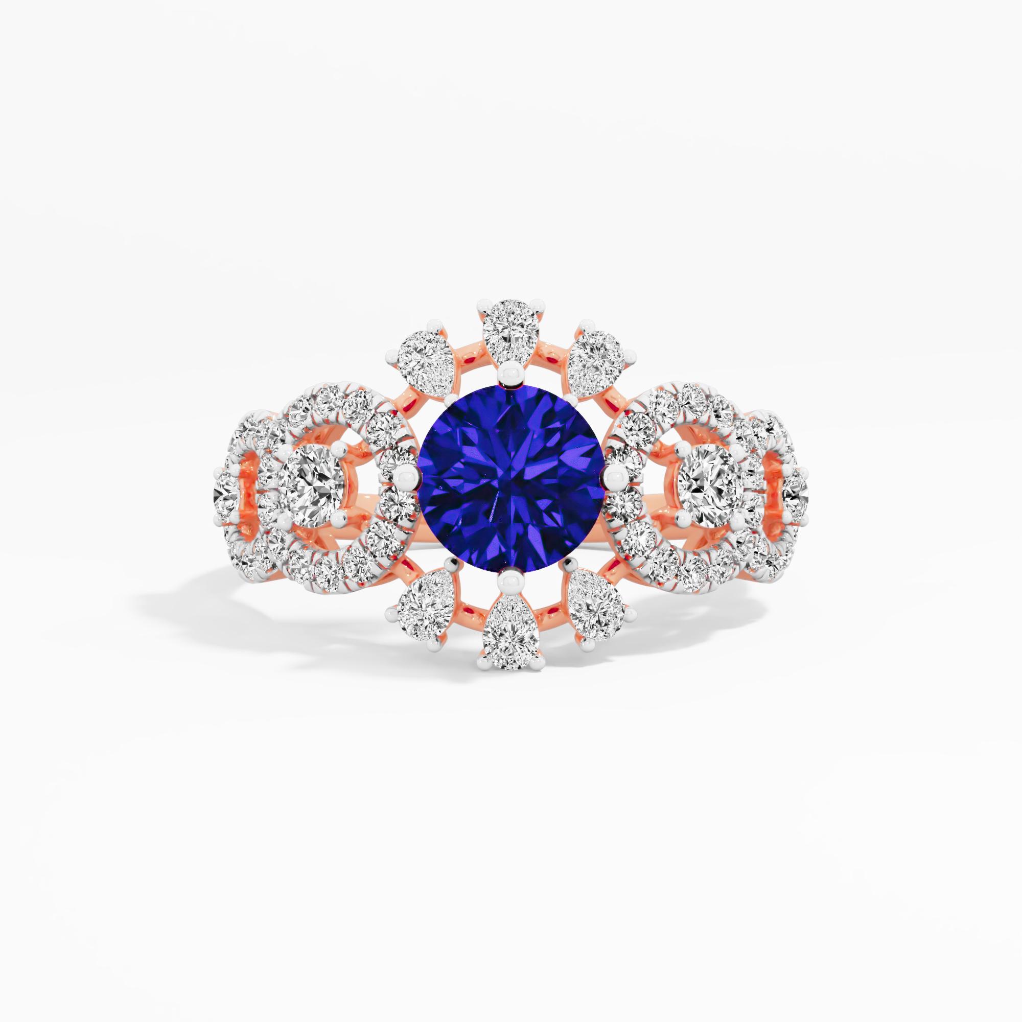 Twilight Glow 5 Stone Halo Cocktail Ring