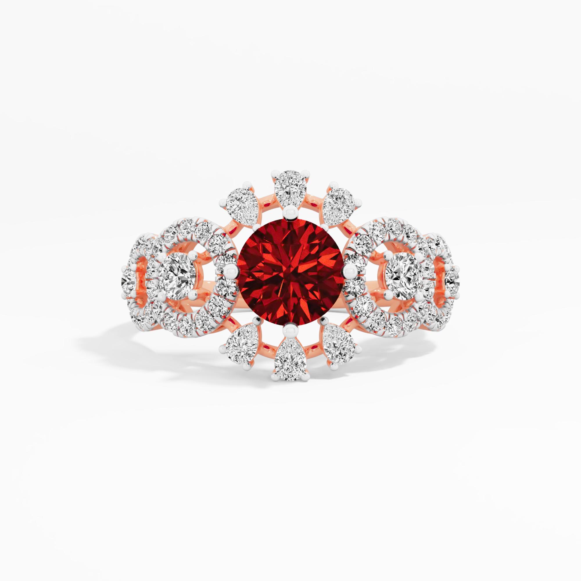Twilight Glow 5 Stone Halo Cocktail Ring