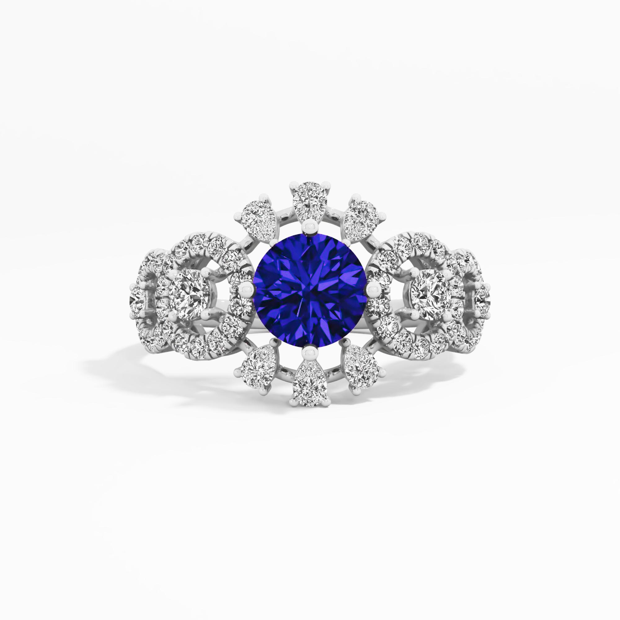 Twilight Glow 5 Stone Halo Cocktail Ring