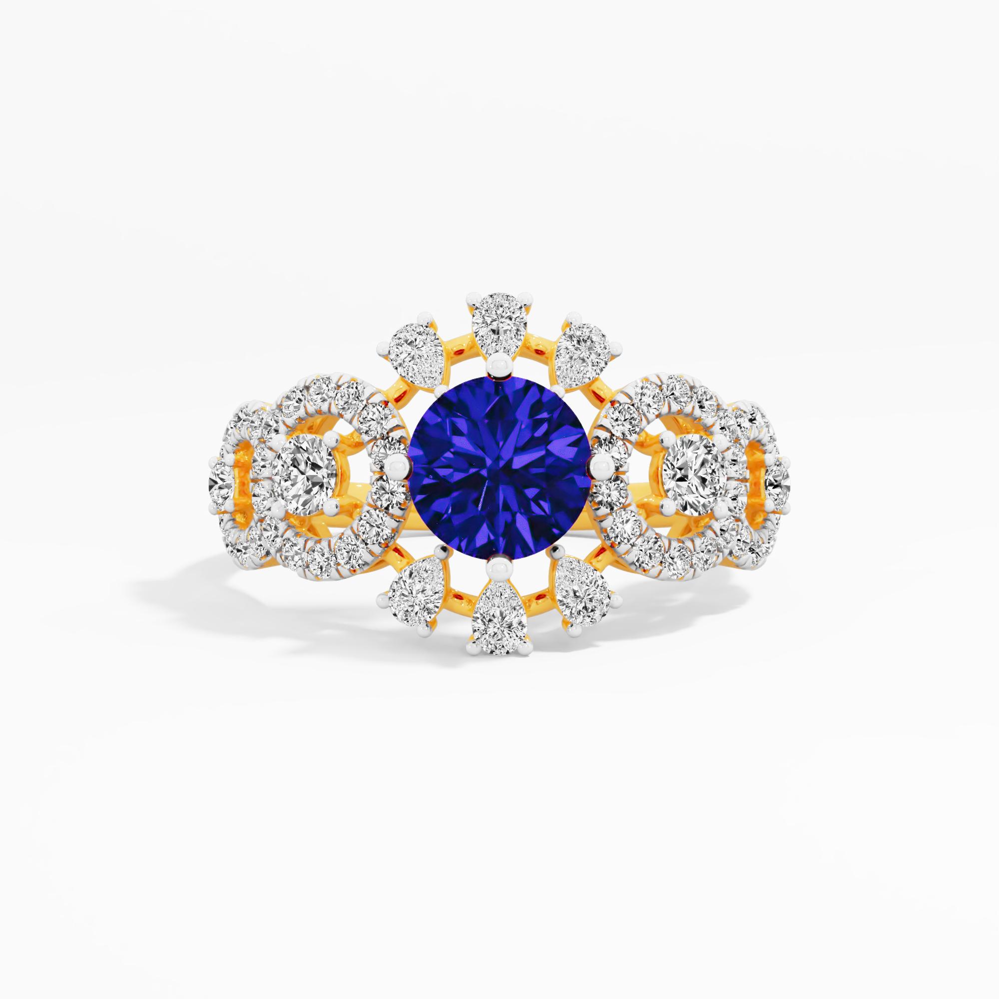 Twilight Glow 5 Stone Halo Cocktail Ring