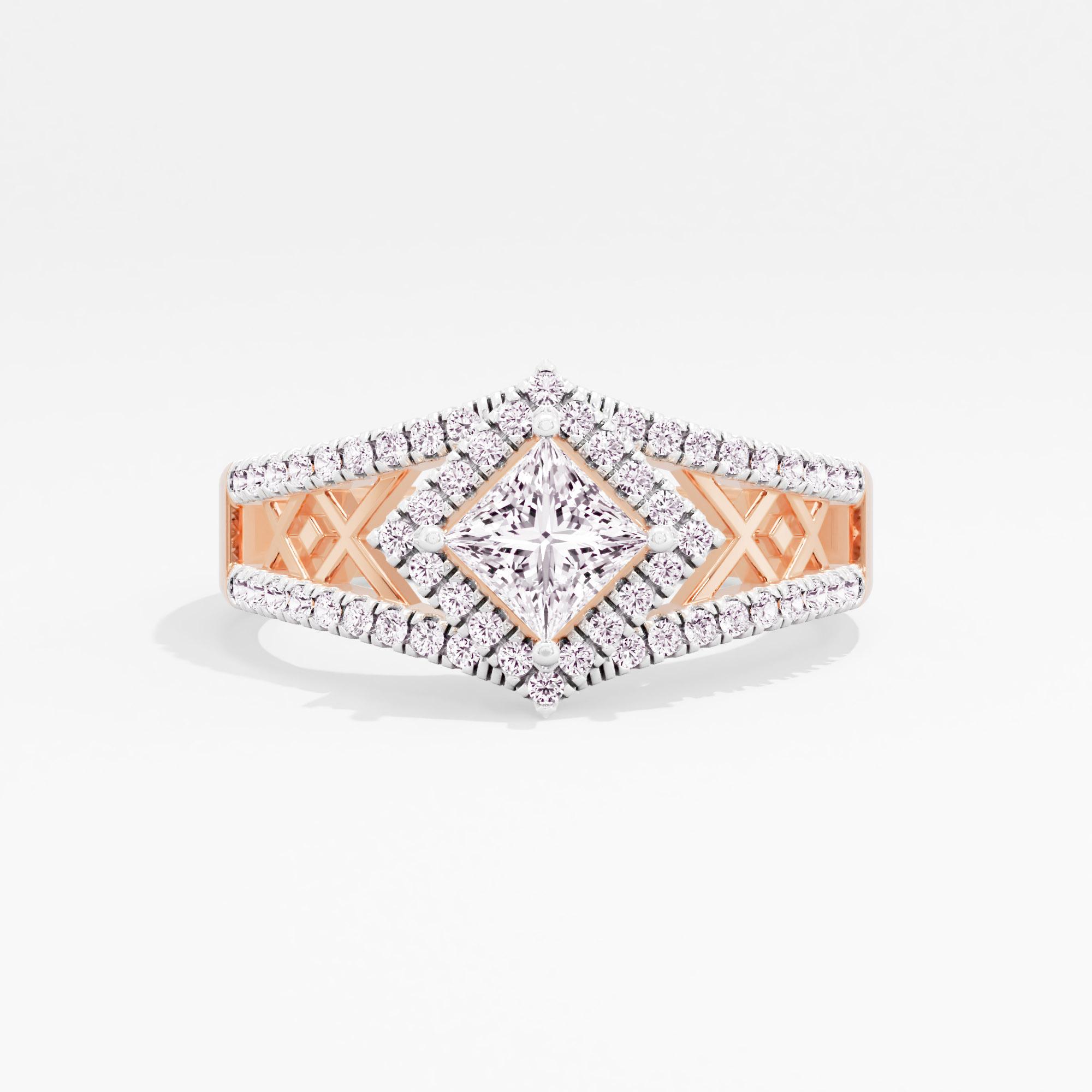 CrossWeave Solitaire Halo Ring