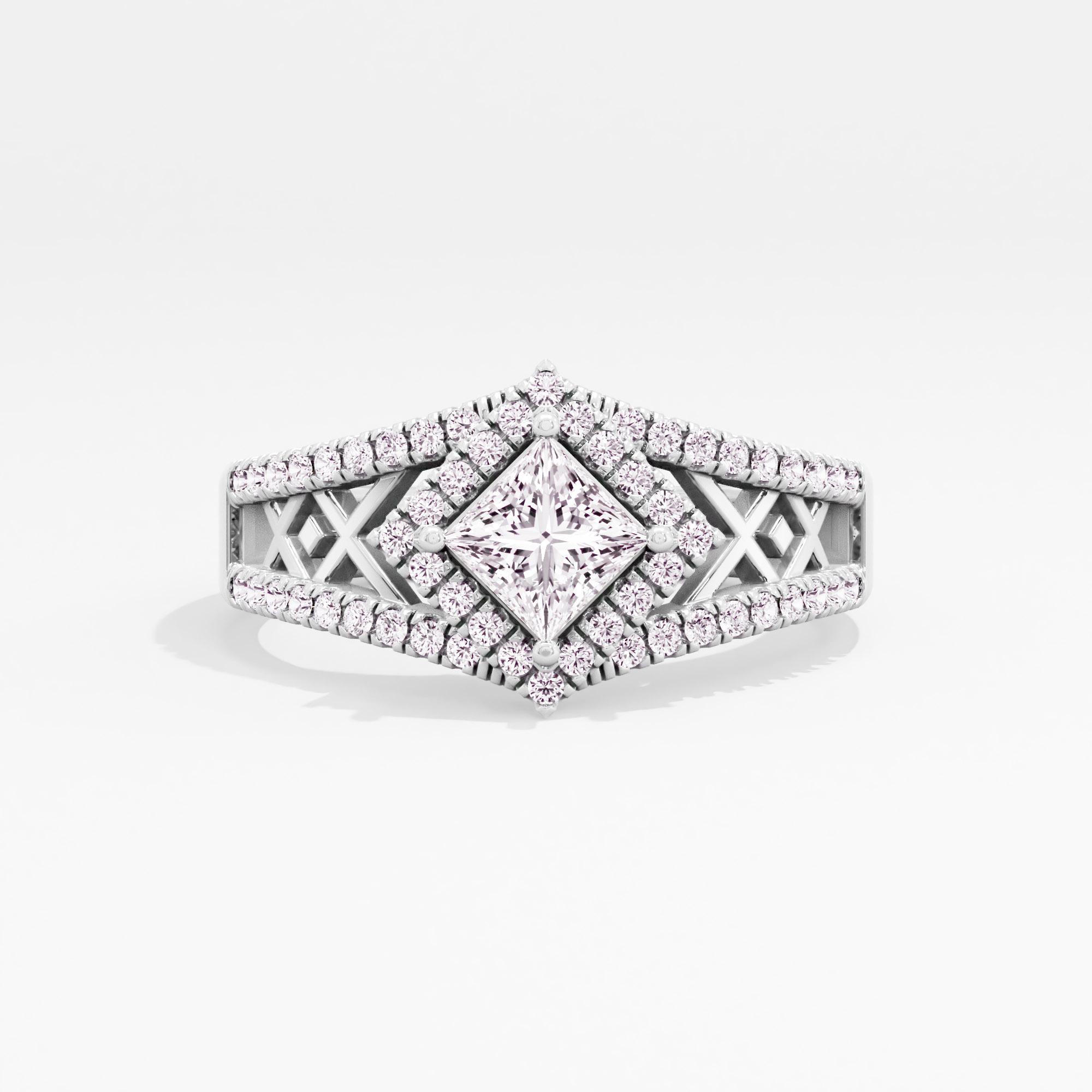 CrossWeave Solitaire Halo Ring