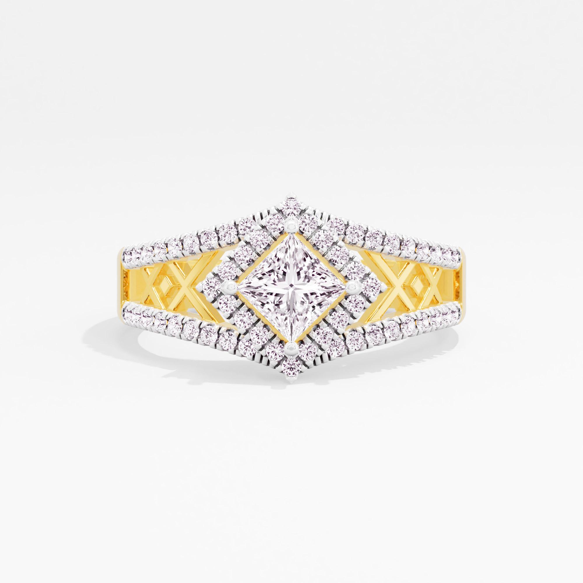 CrossWeave Solitaire Halo Ring