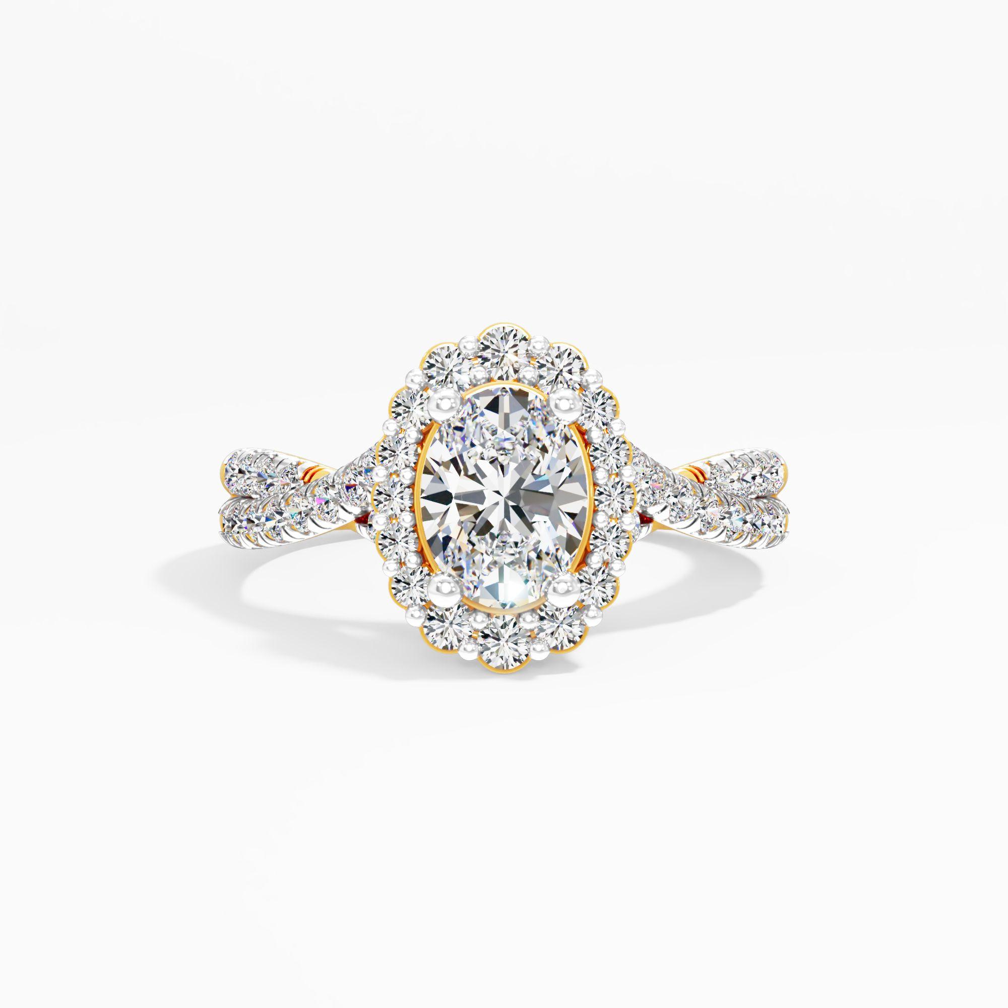 Oval Halo Twist Diamond Ring