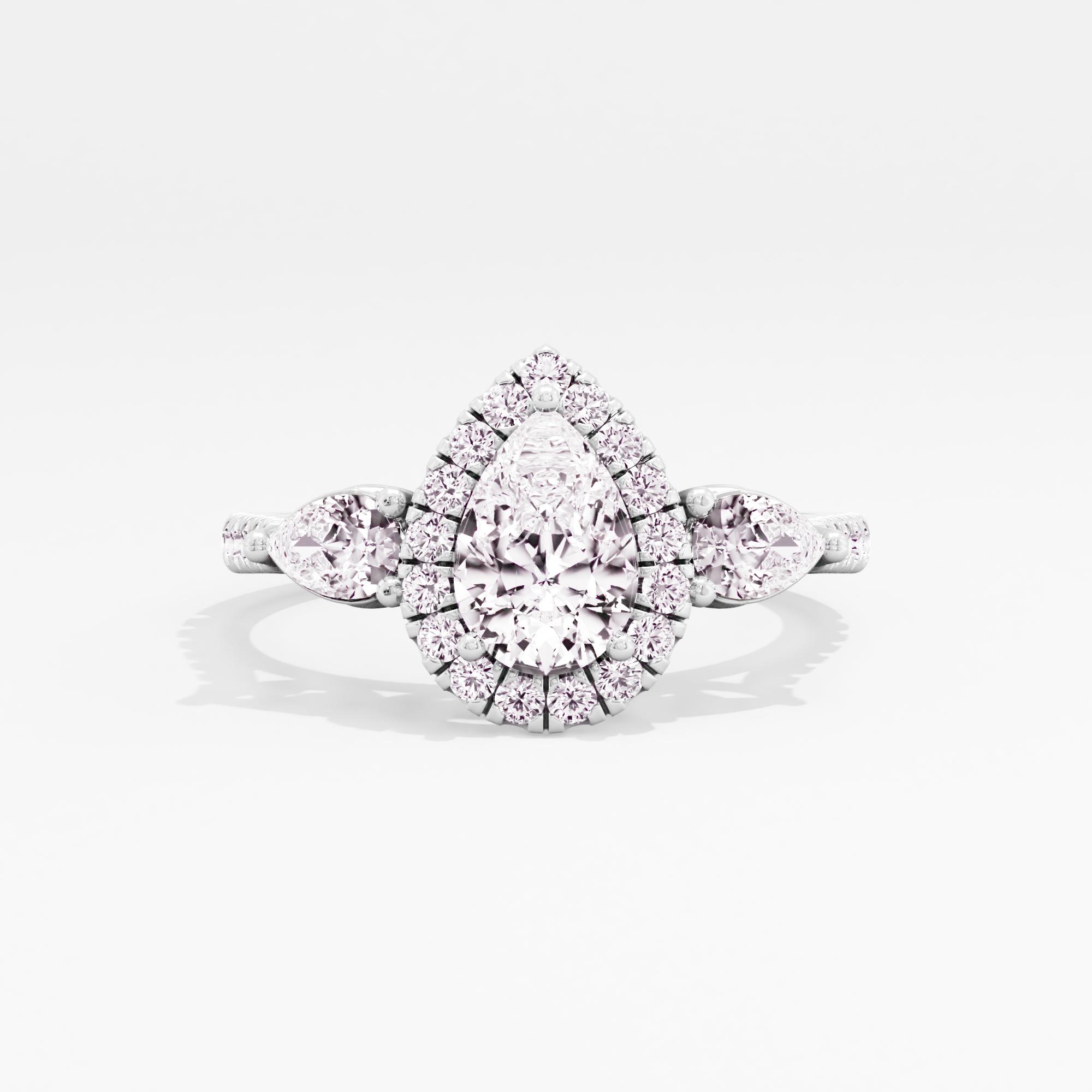 Eternal Dewdrop 3 Stone Halo Ring