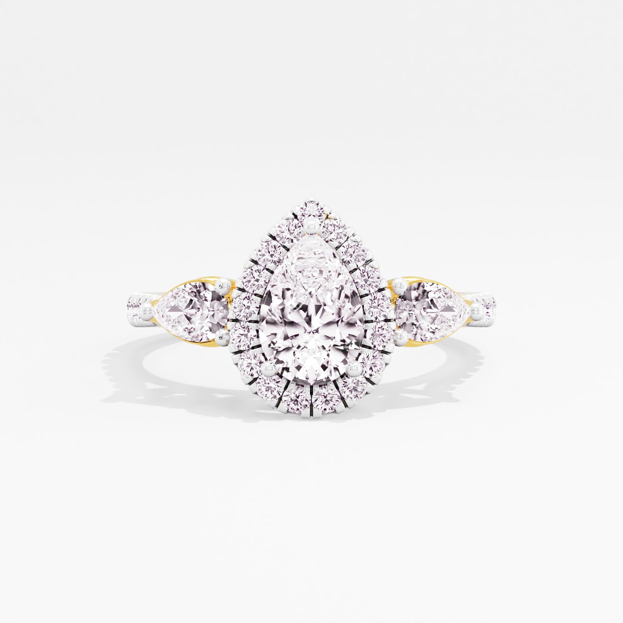 Eternal Dewdrop 3 Stone Halo Ring