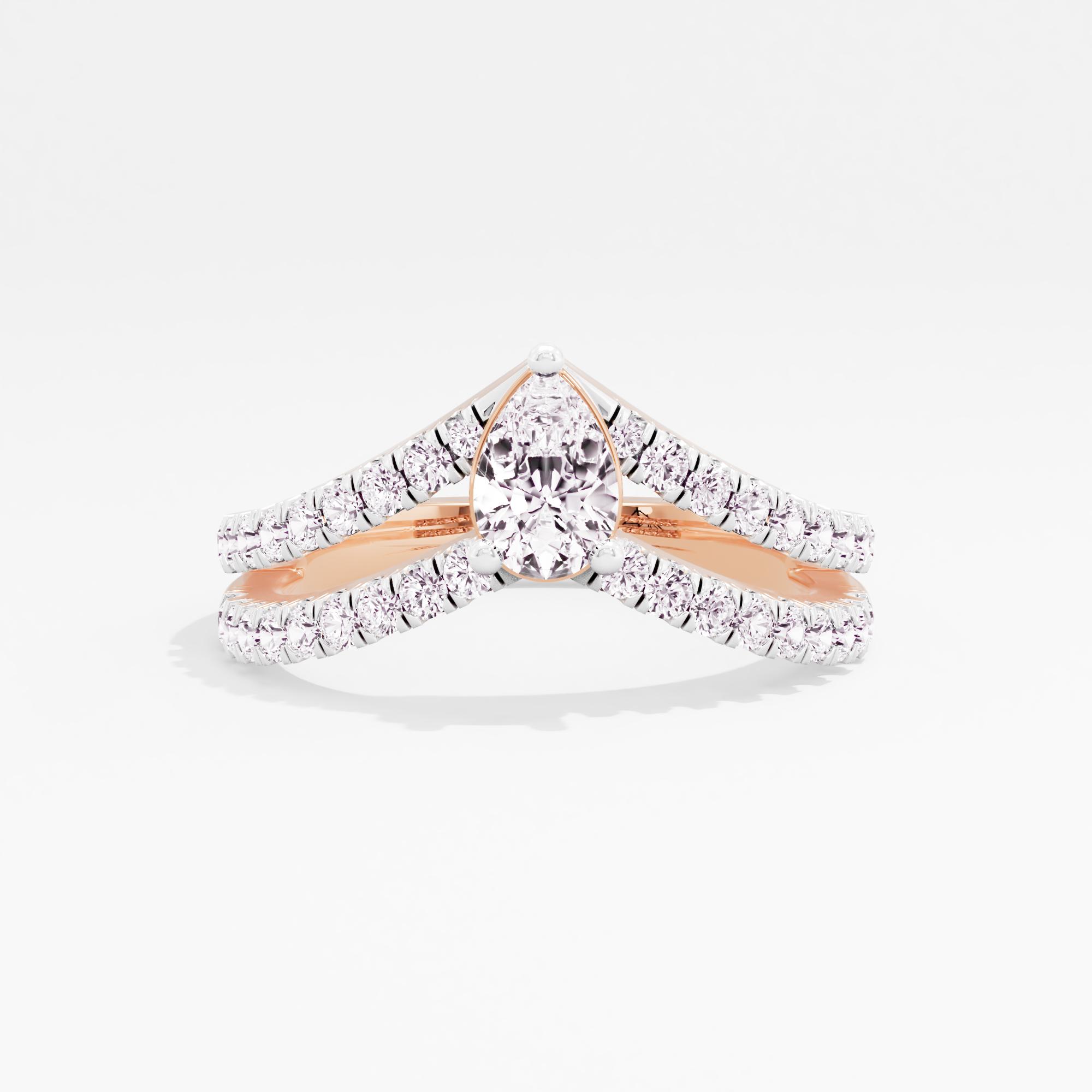 Love Arrow Solitaire Chevron Ring