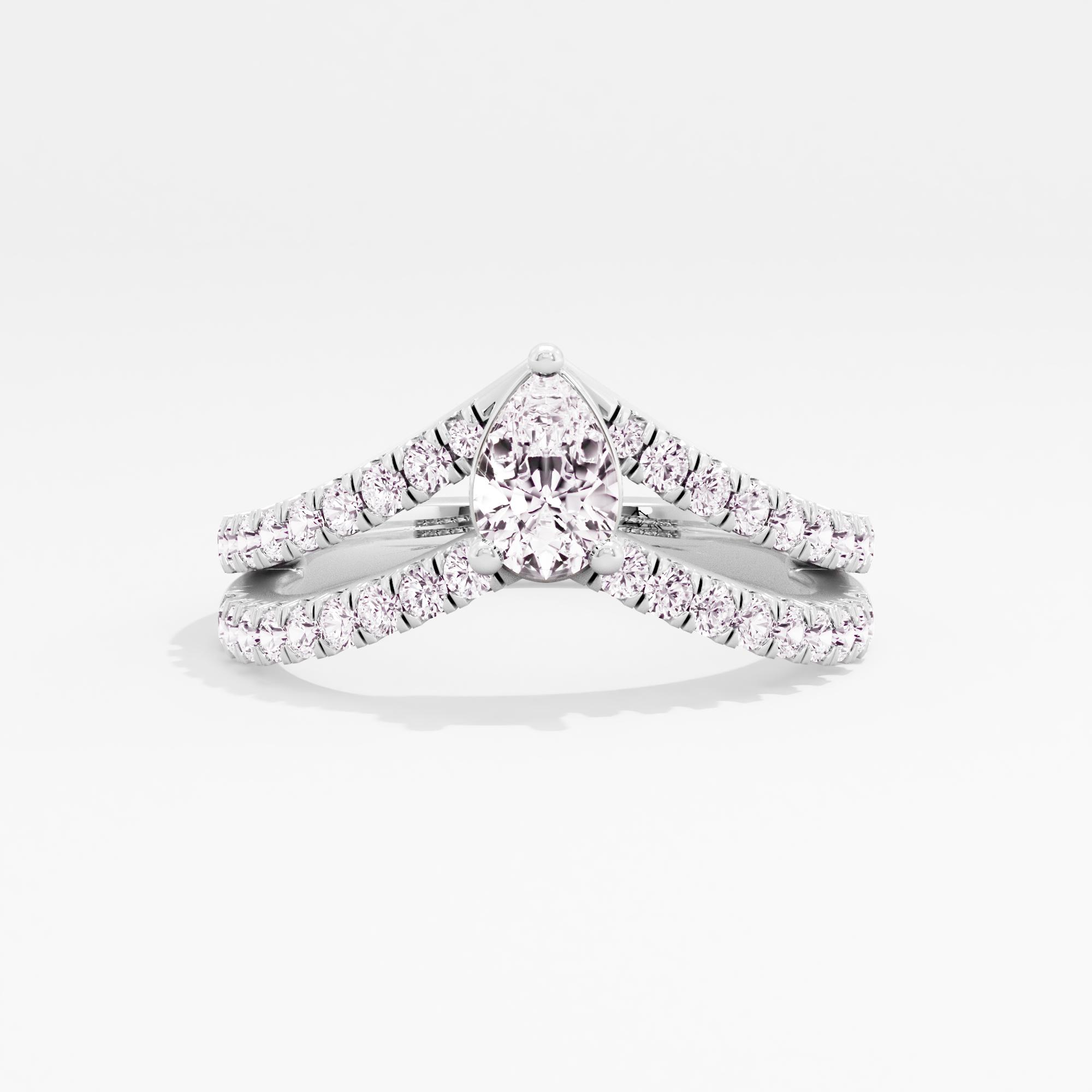 Love Arrow Solitaire Chevron Ring