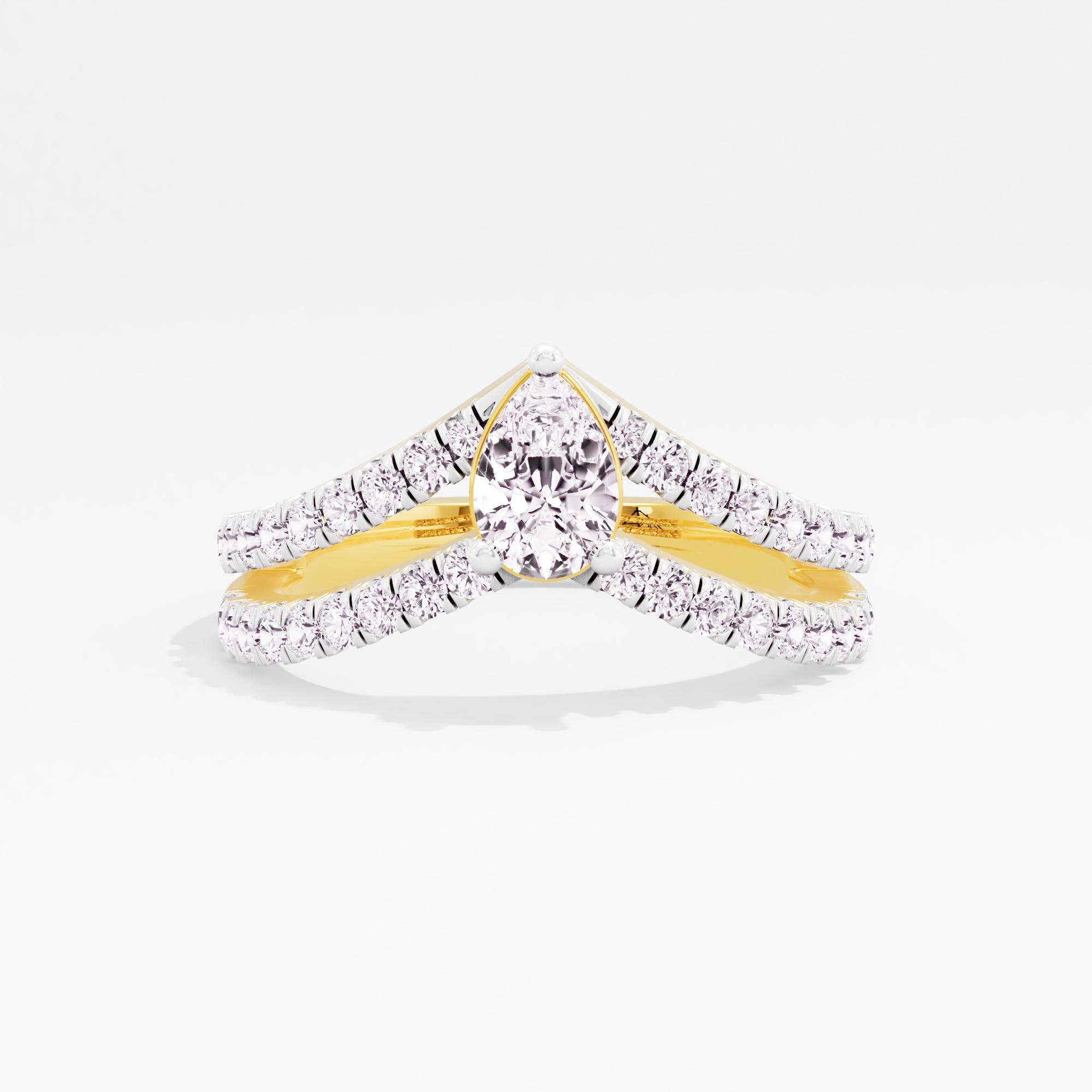 Love Arrow Solitaire Chevron Ring